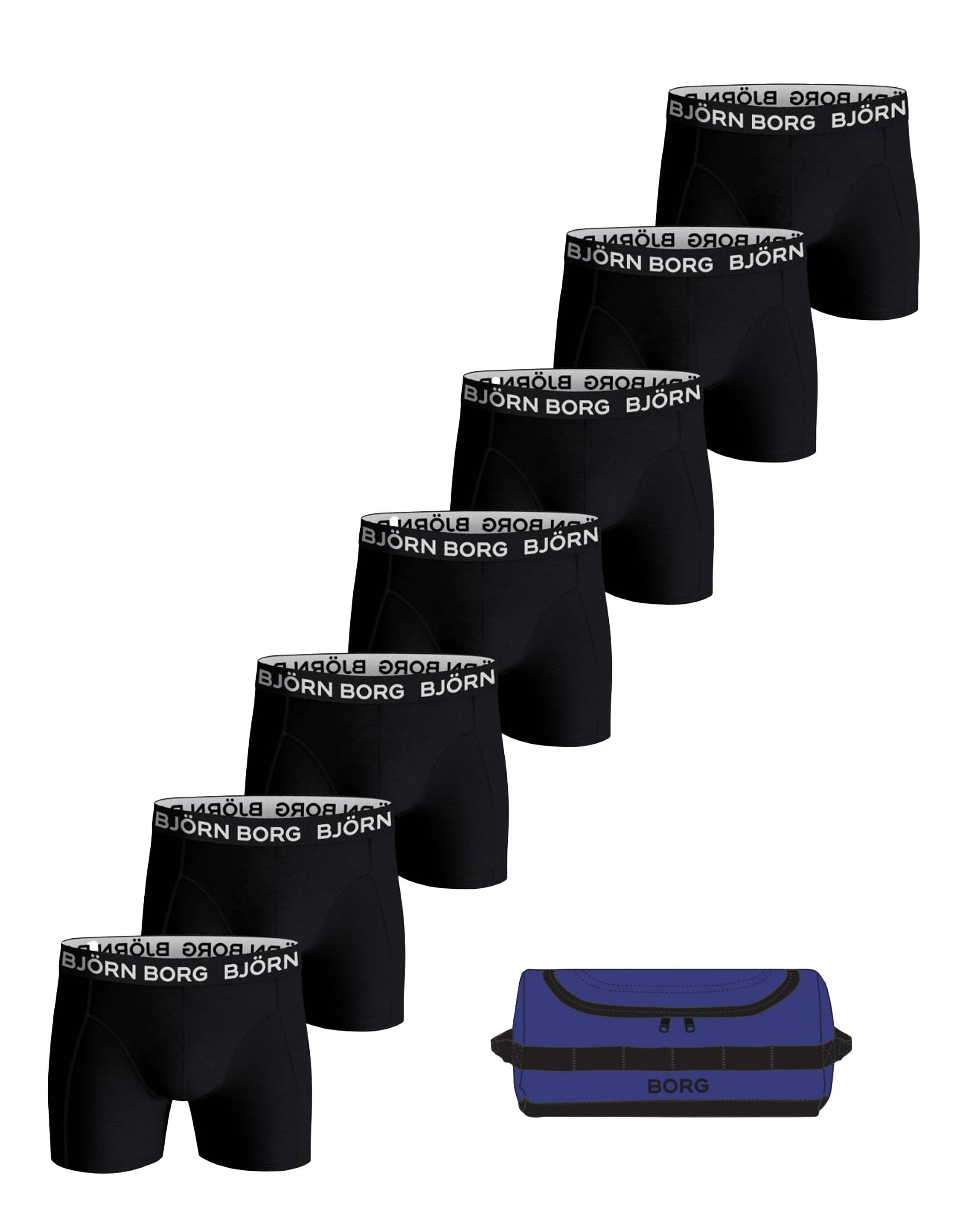 Cotton Stretch Boxers + Wash Bag 7 Pack