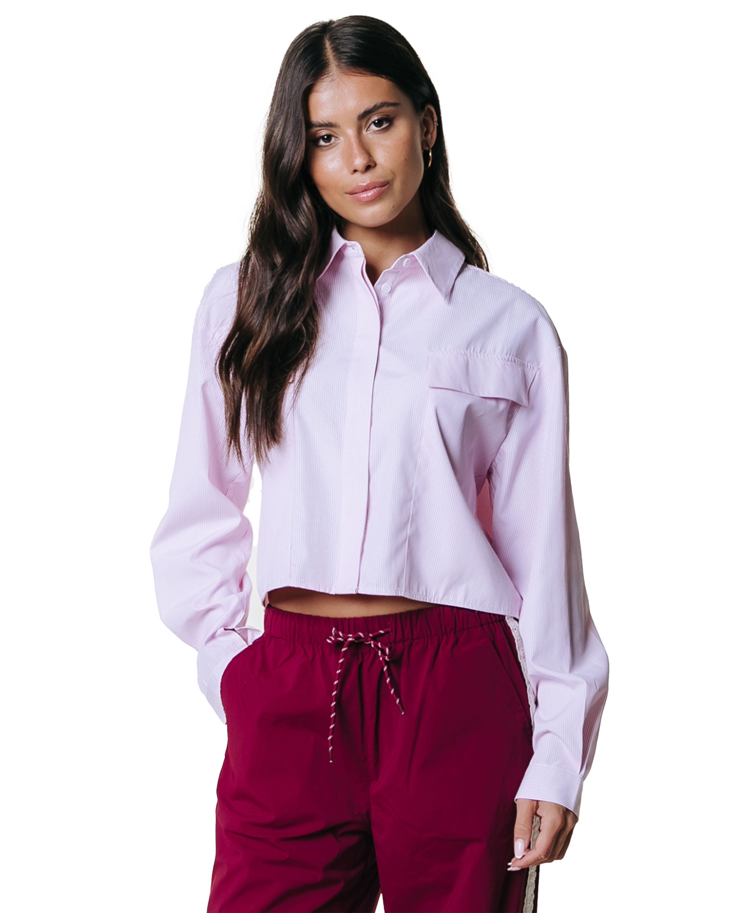Febe Striped Cropped Blouse