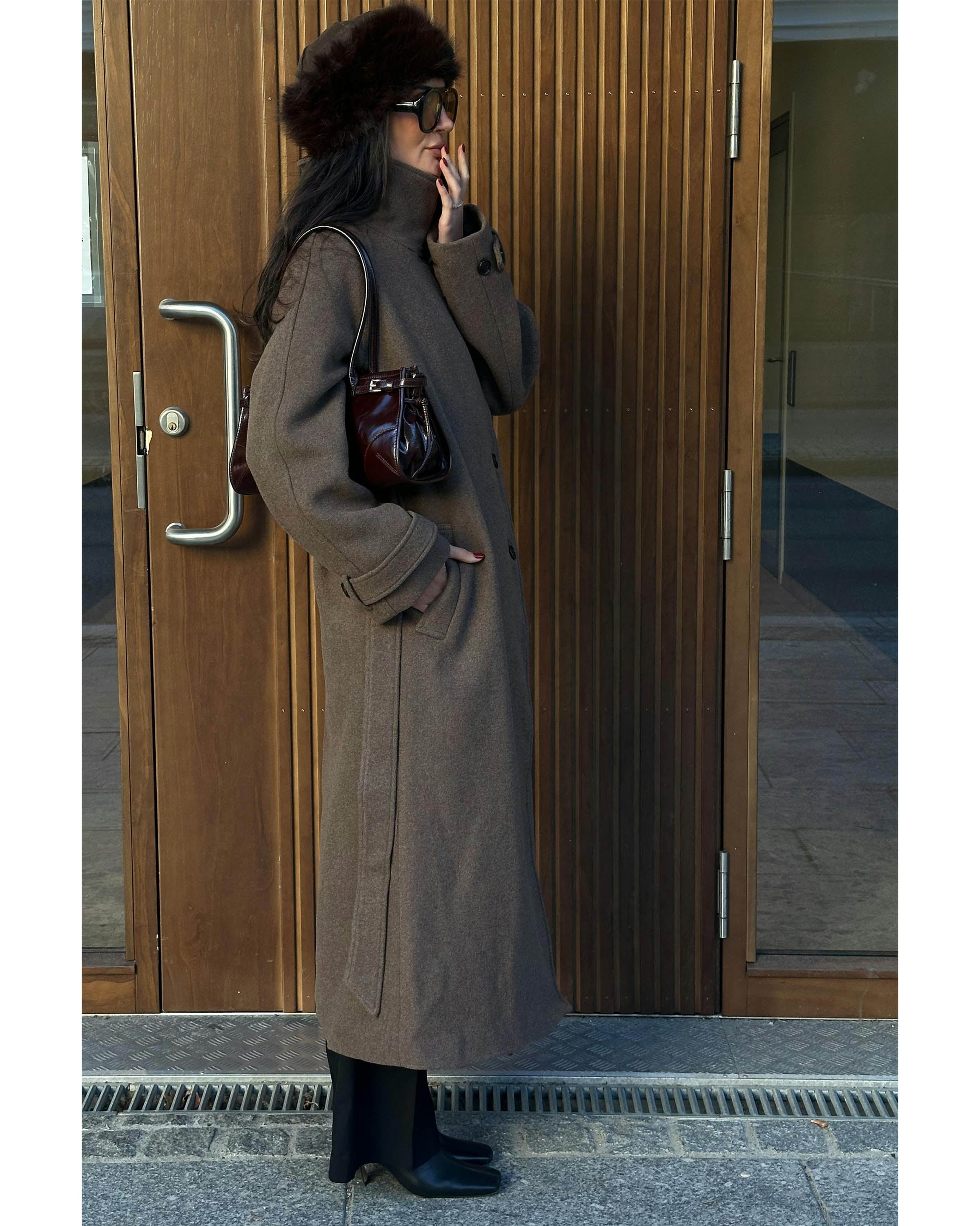 Belted Wool Blend Jas