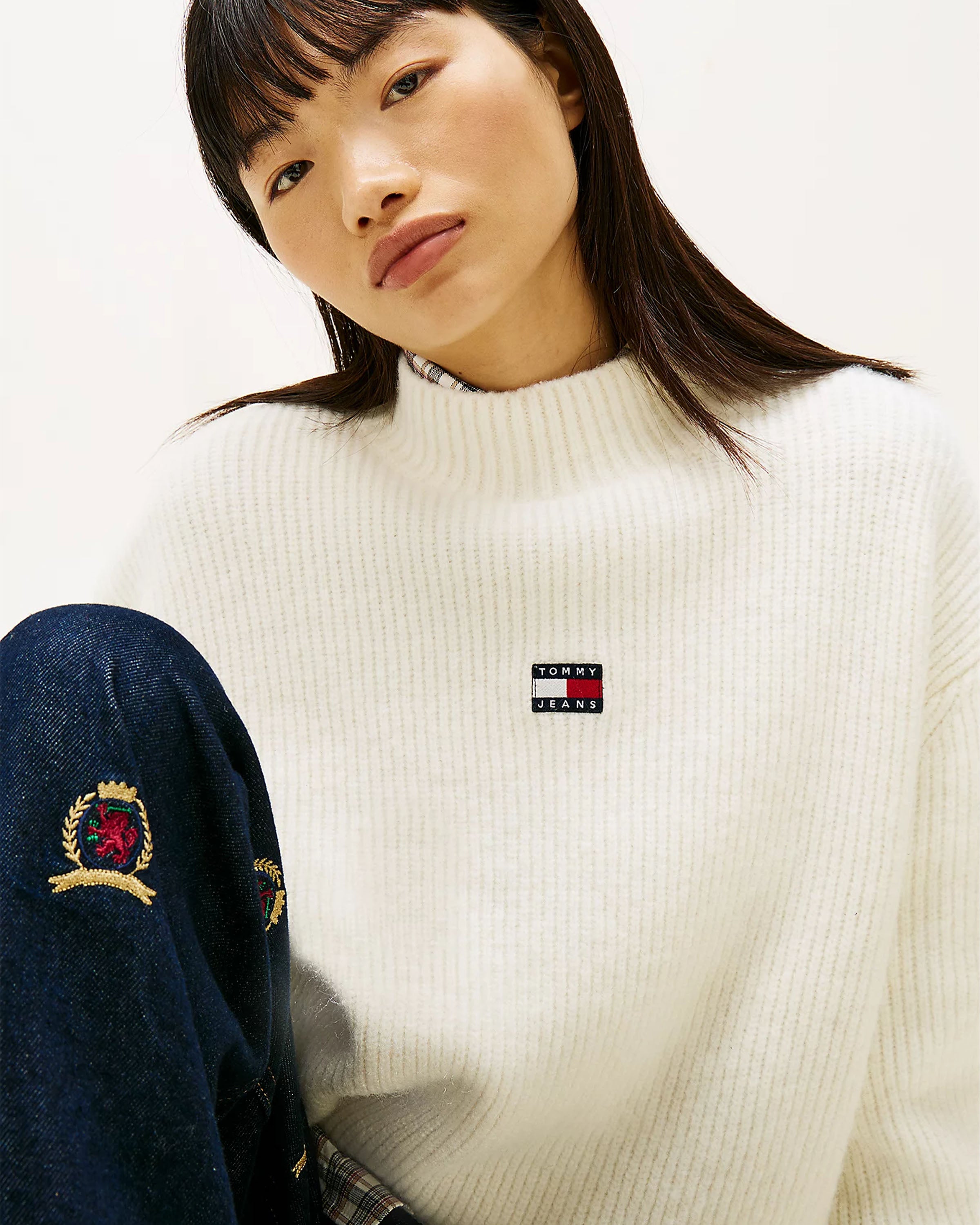 Mockneck Badge Sweater
