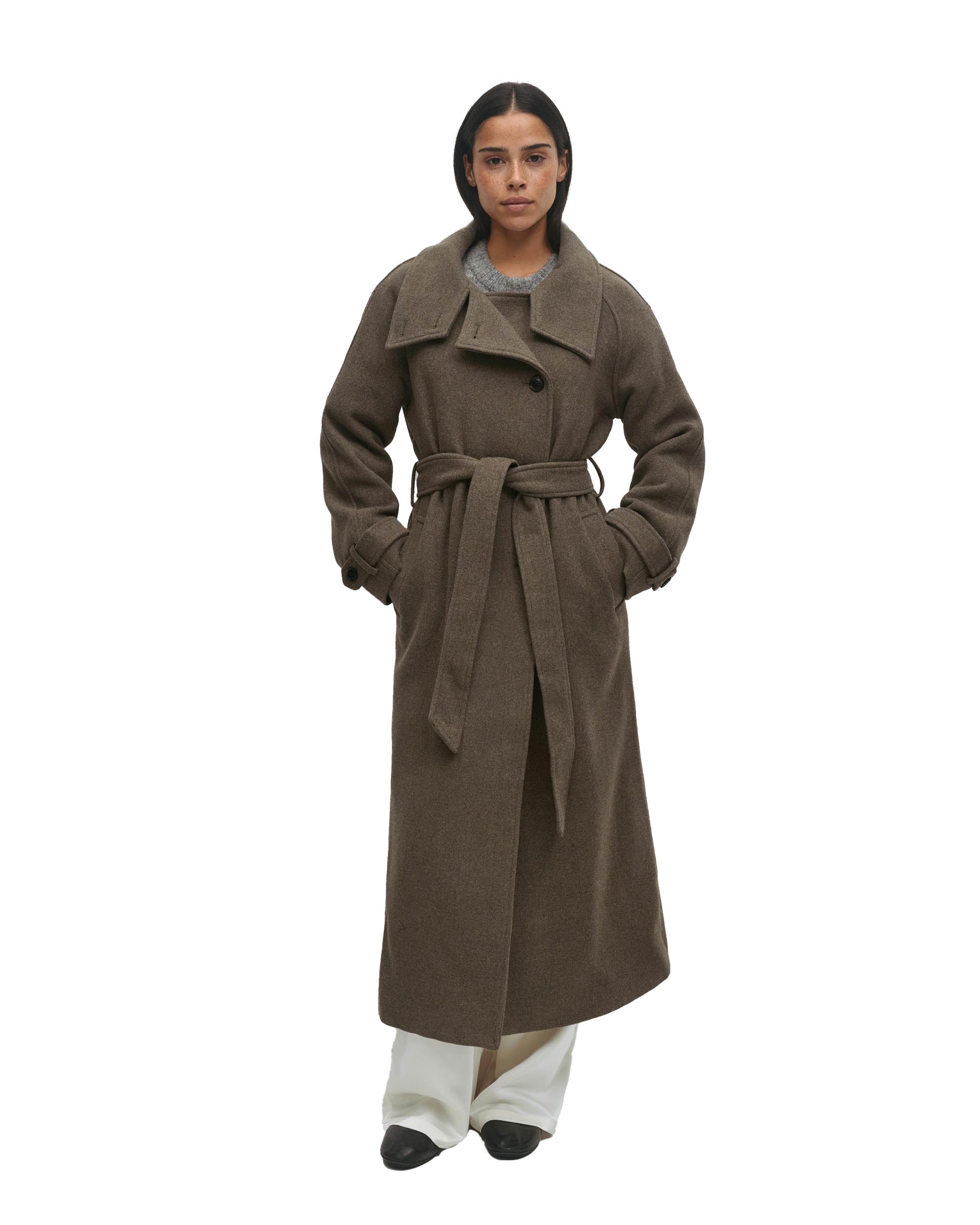 Belted Wool Blend Jas