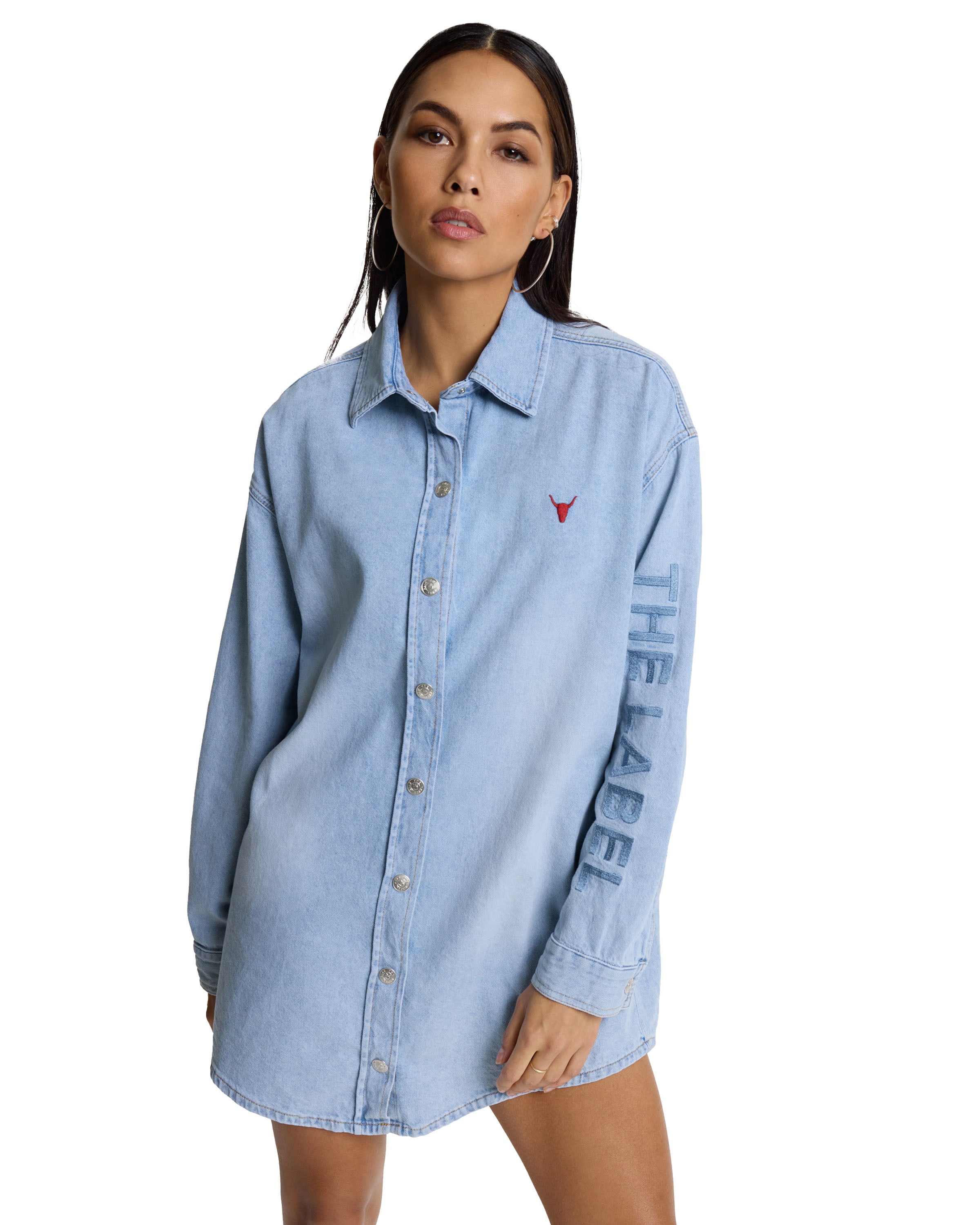 Flowy Denim Oversized Blouse