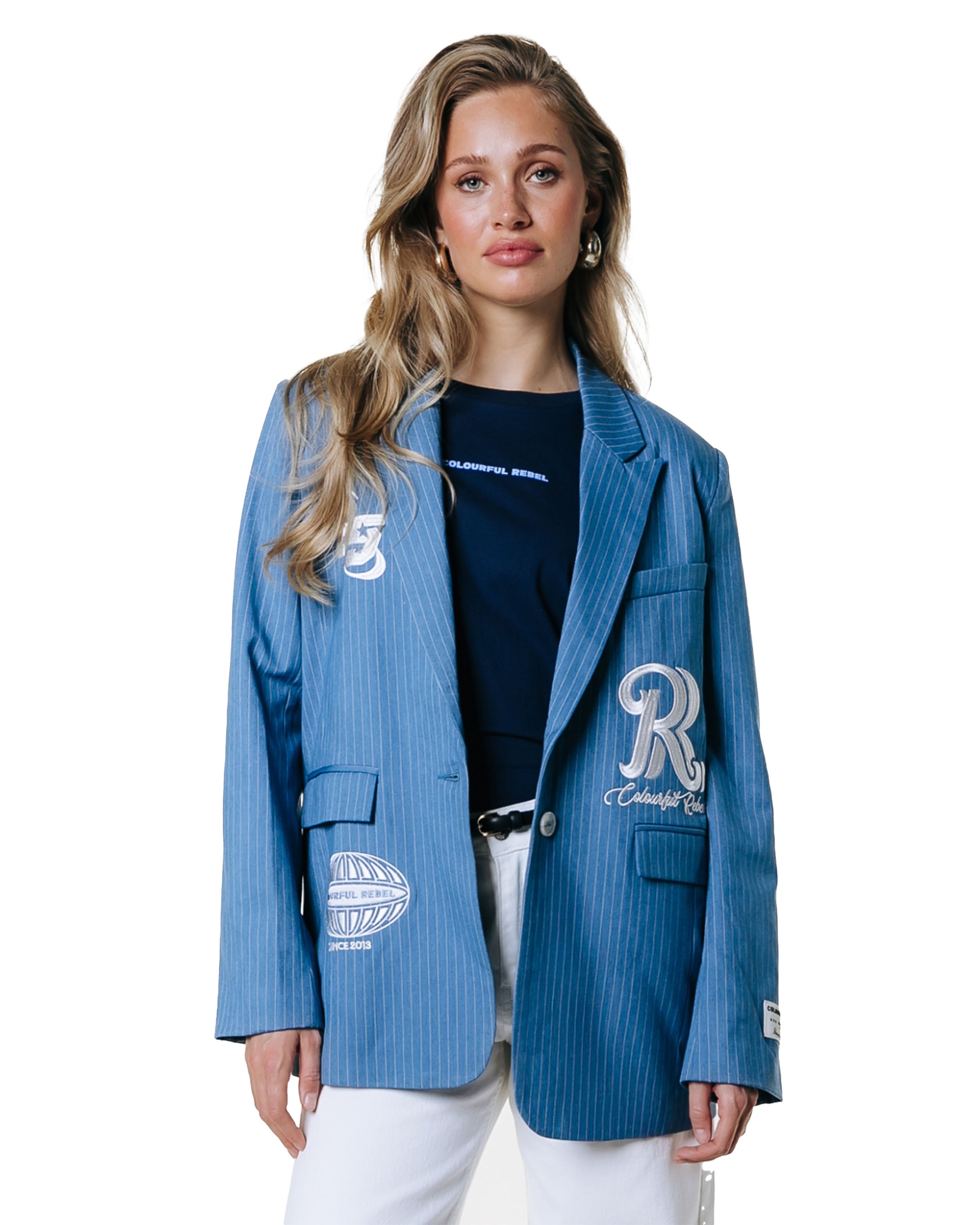 Jesra Pinstripe Melange Single Breasted Blazer