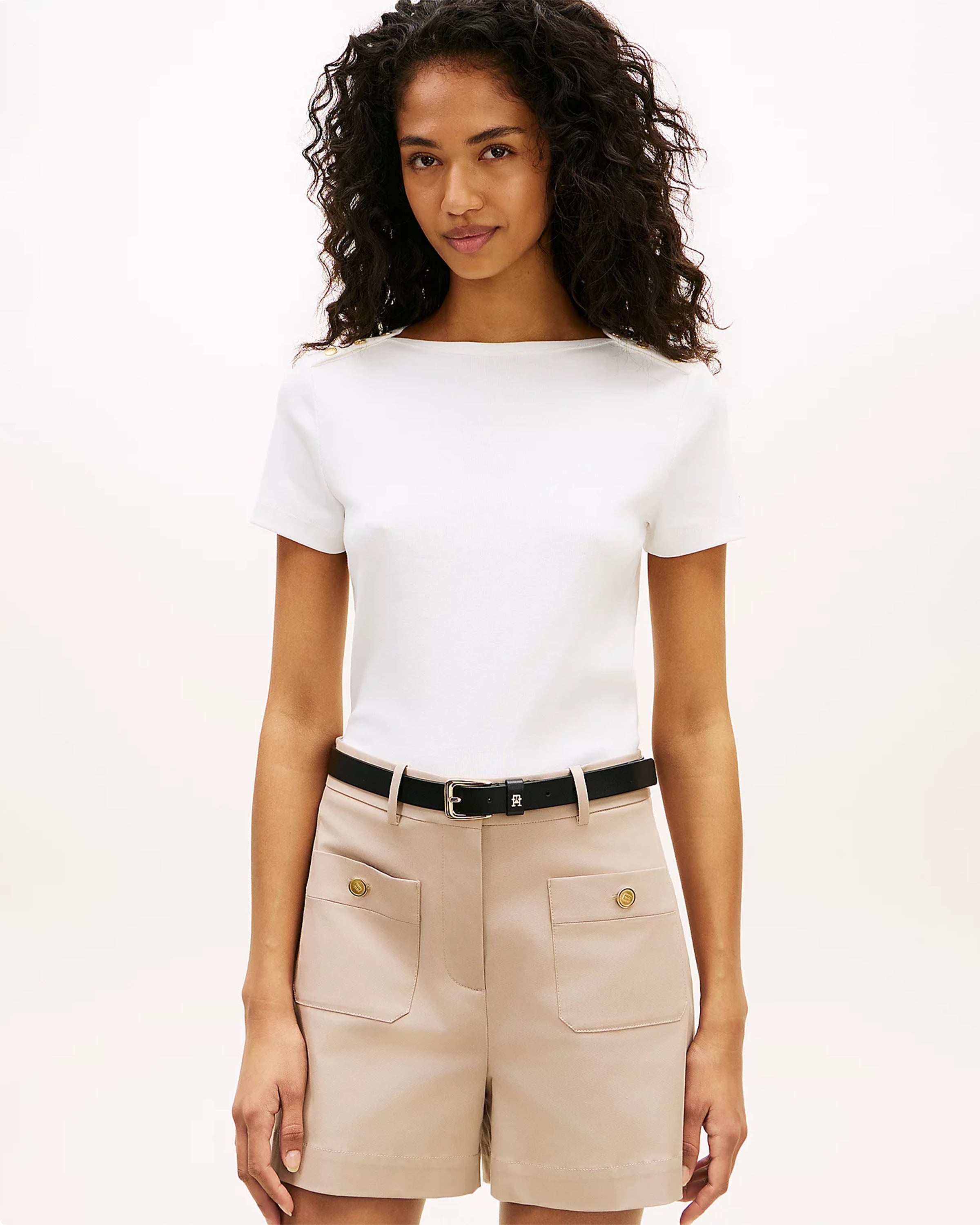Gold Button Slim T-Shirt