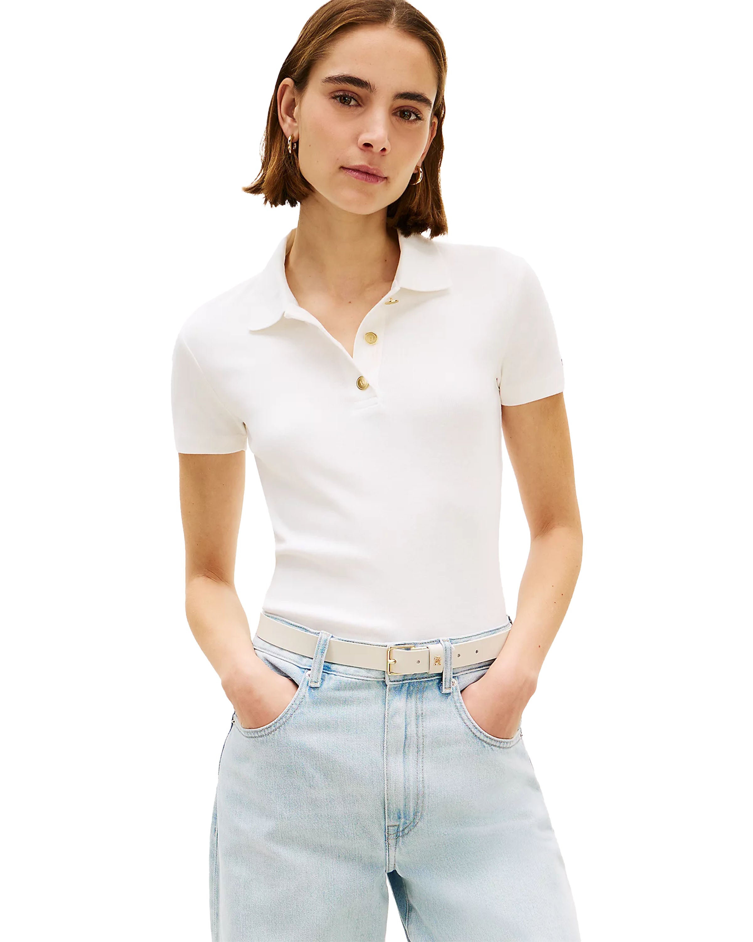 Gold Button Slim Polo