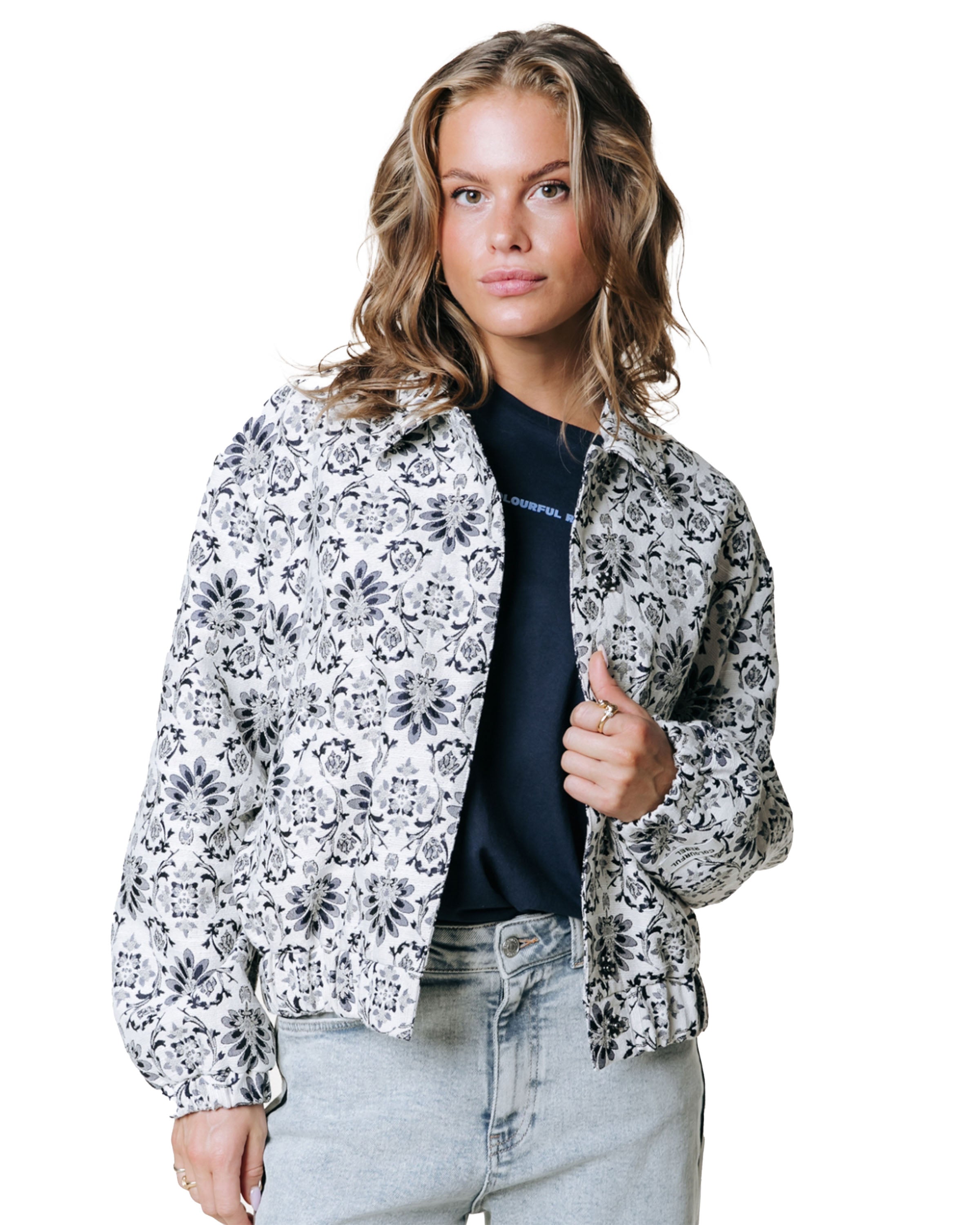 Bente Flower Jacquard Bomberjas