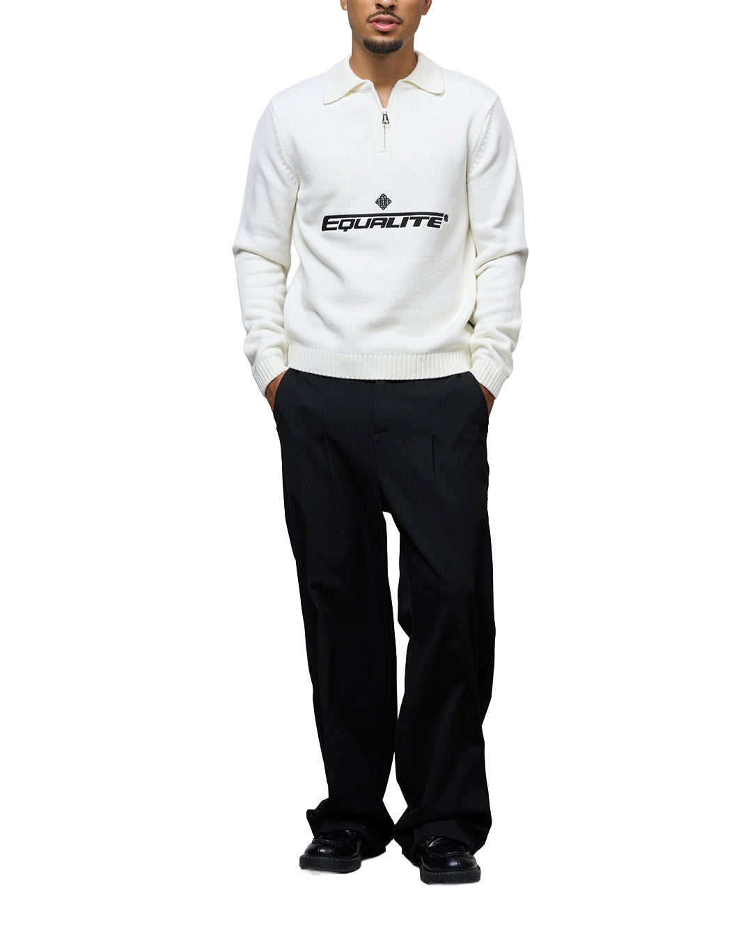 Knit Polo Quarter Zip Sweater