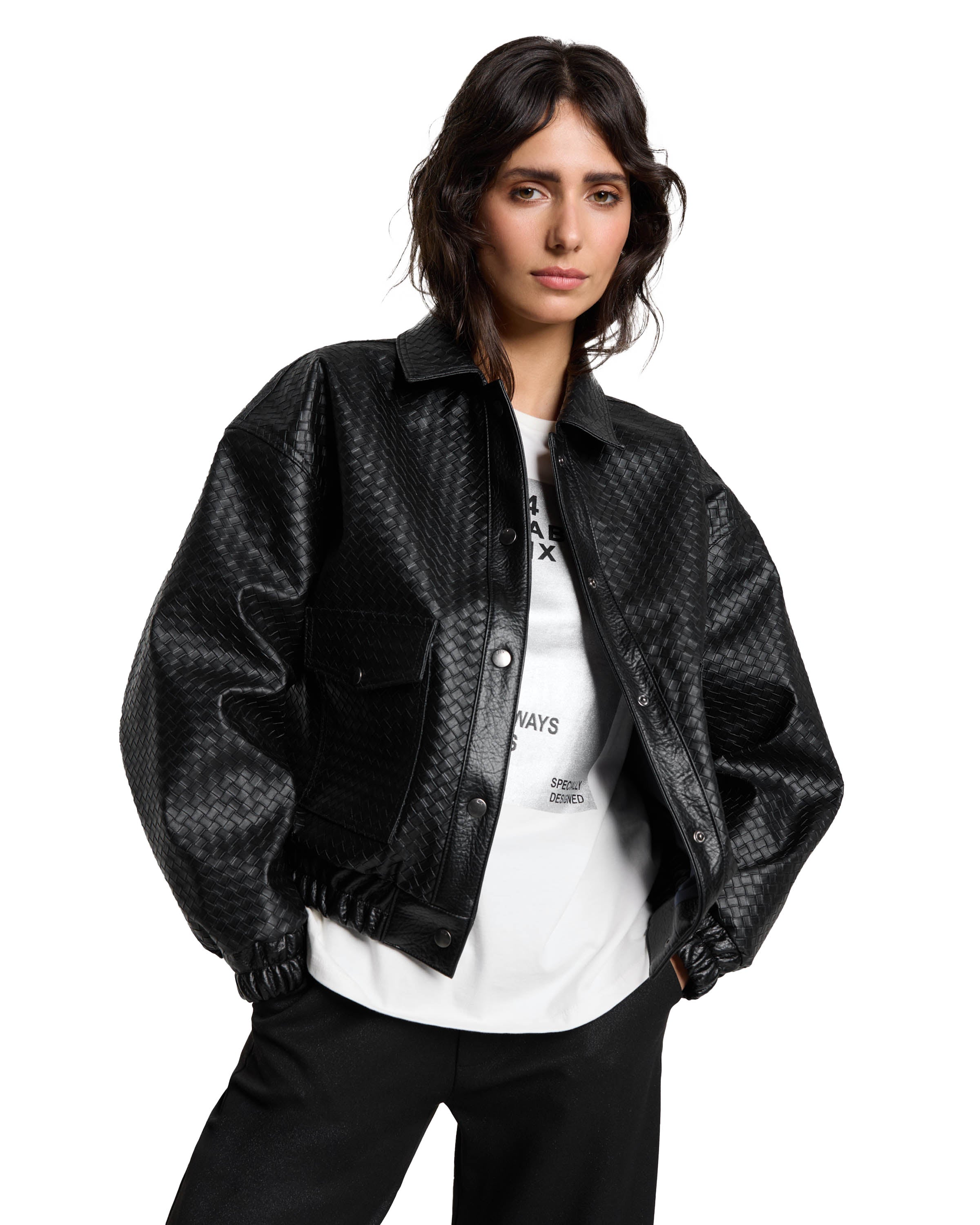 Woven Braided Faux Leren Jas