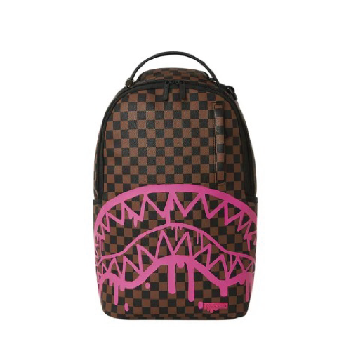 Pink Drip Brown Check DLX Rugzak