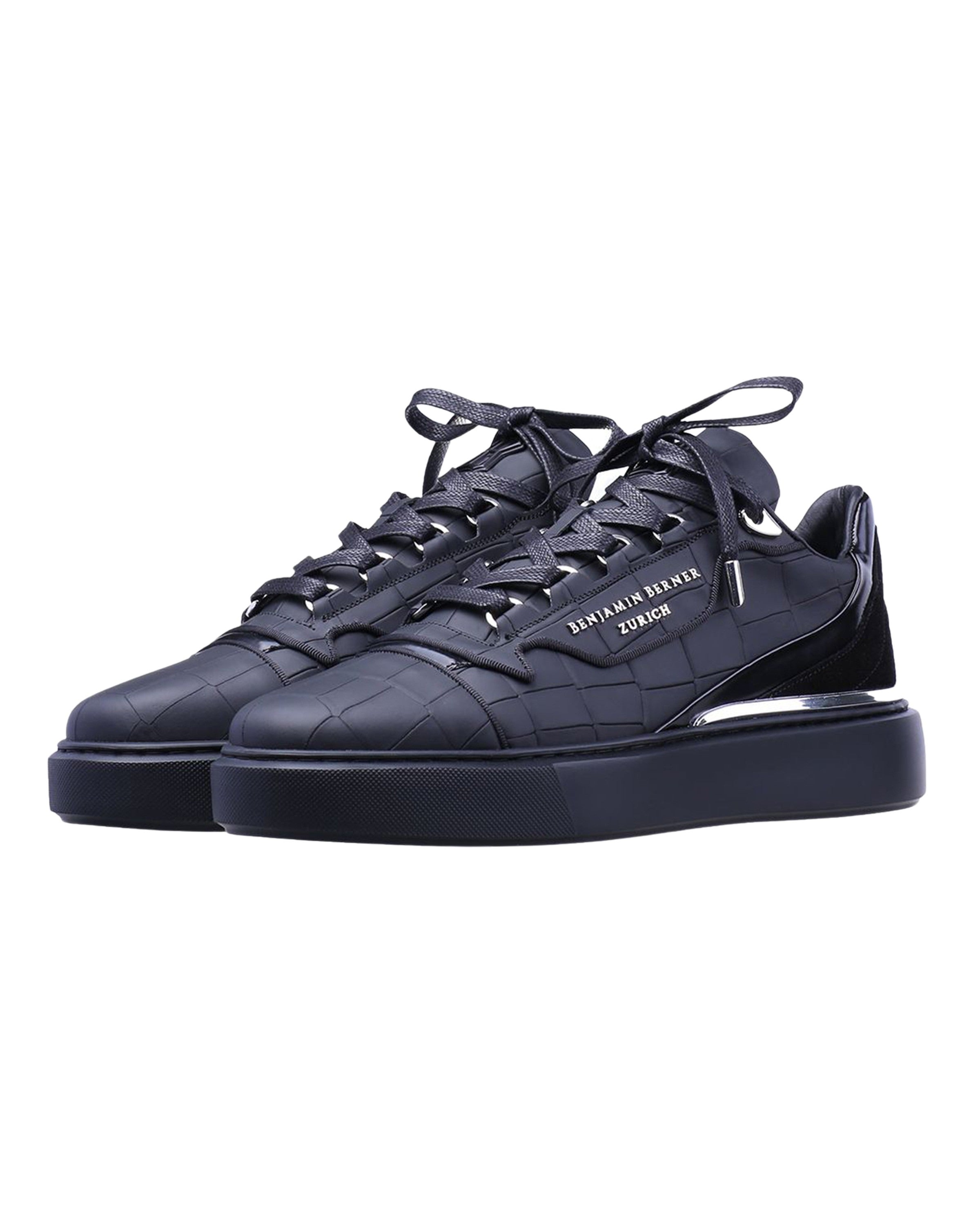 Raphael Low Top Matt Crocodile Black Sneaker