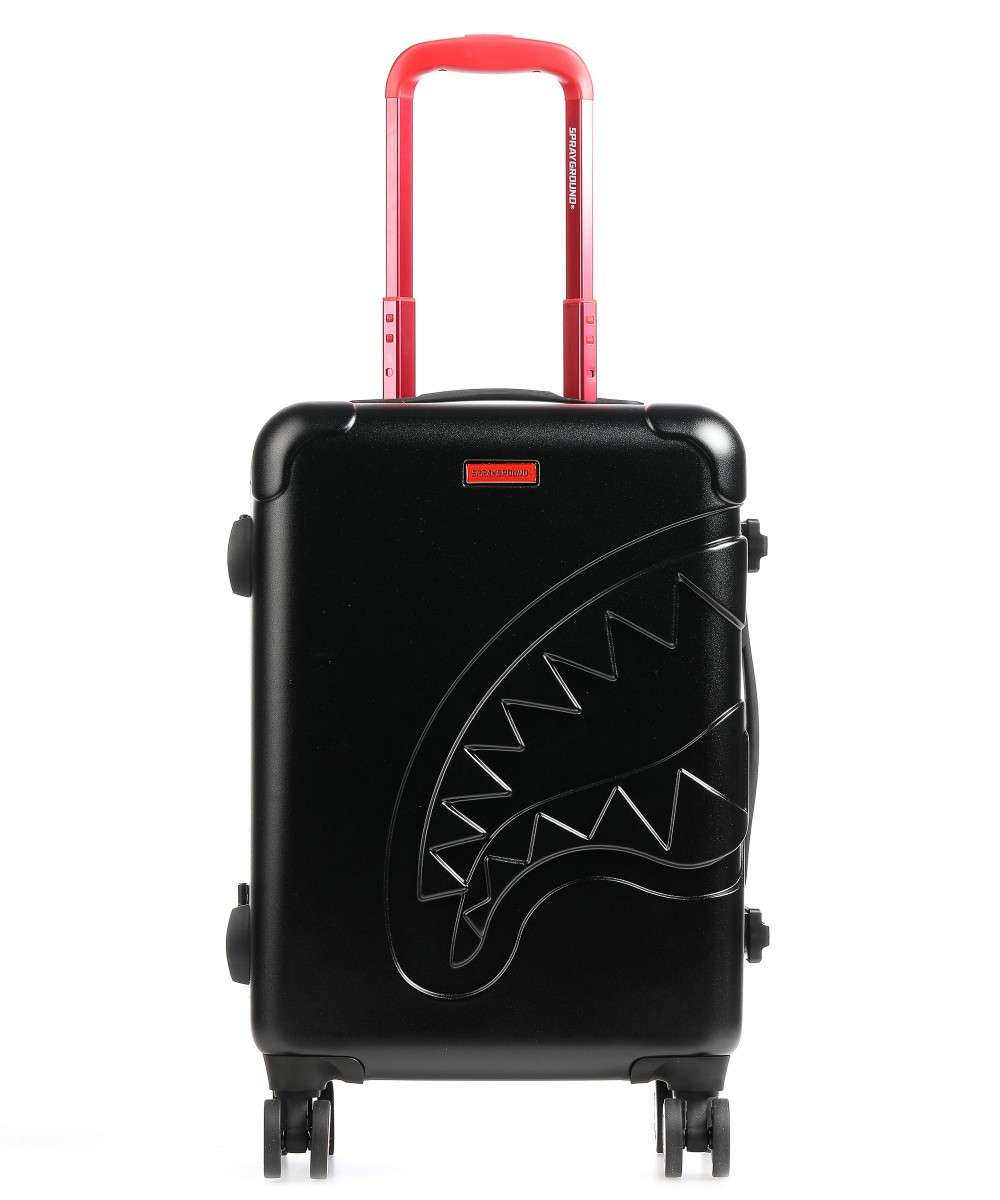 BLACK MOLDED SHARK MOUTH CARRY-ON TROLLY