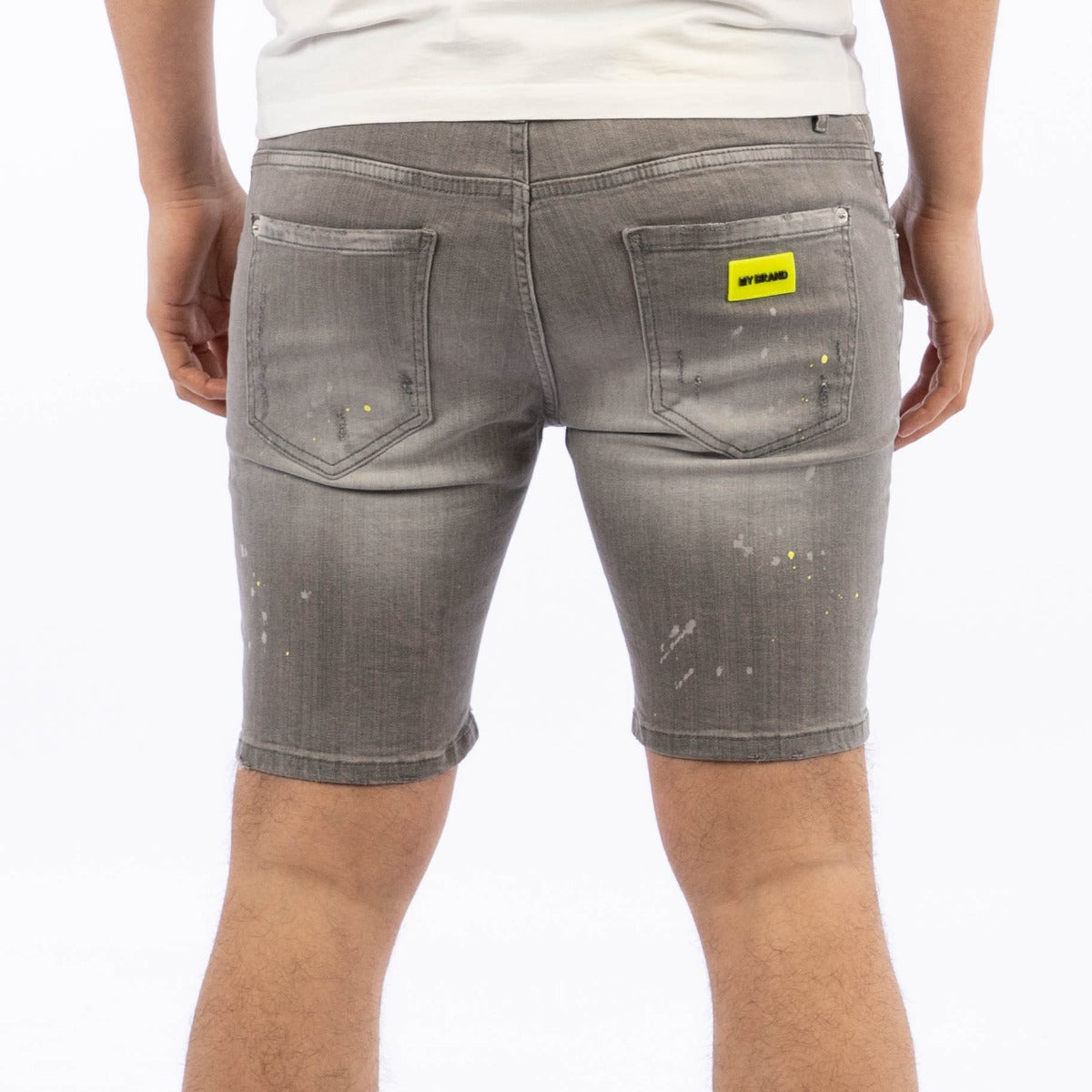 Neon Yellow Denim Grey Shorts