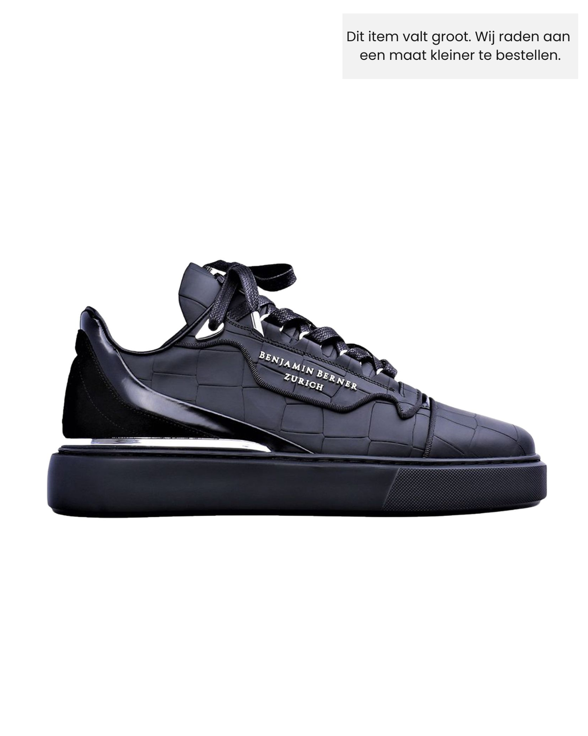 Raphael Low Top Matt Crocodile Black Sneaker