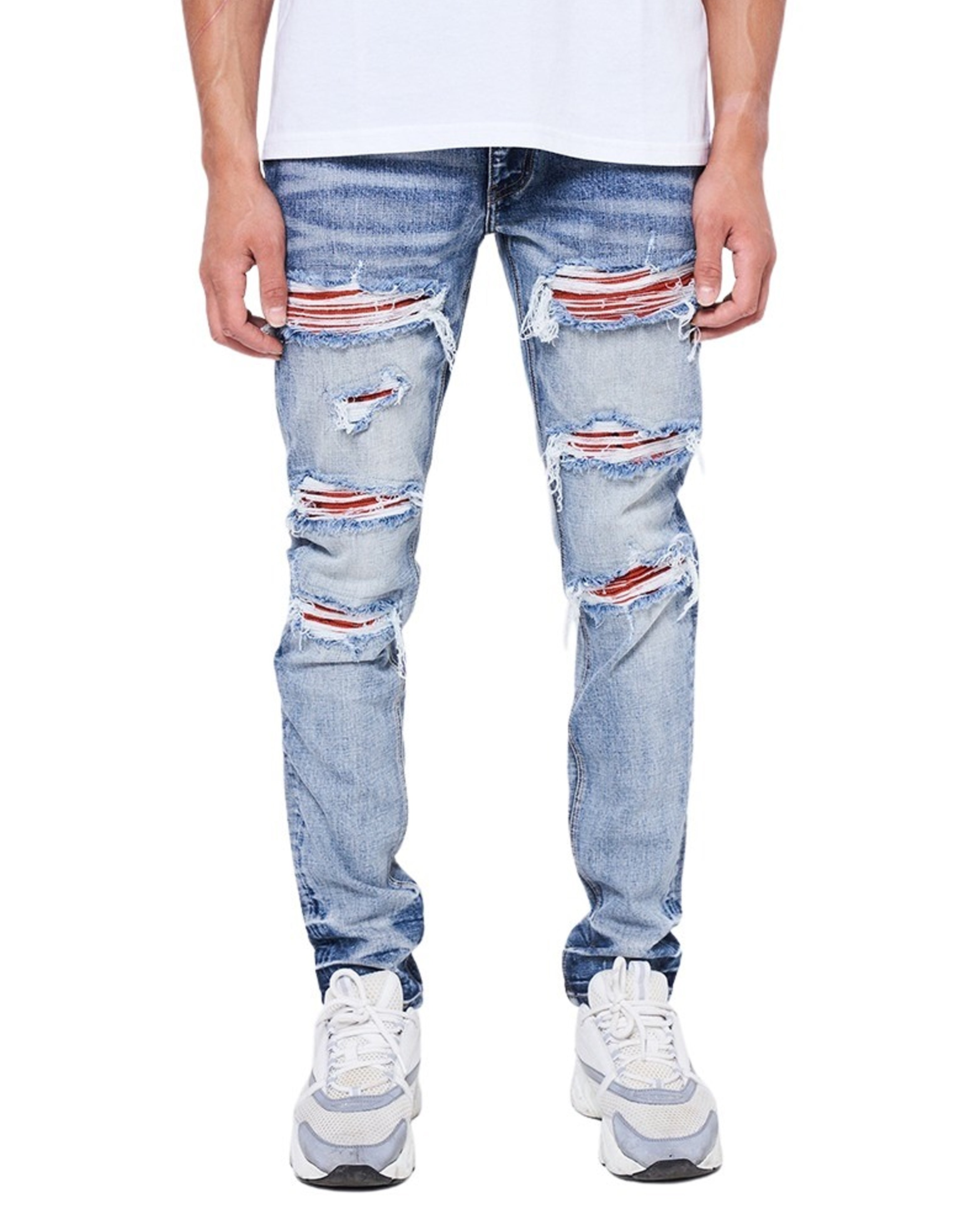 Sanko Slim Fit Ripped Distressed Spijkerbroek
