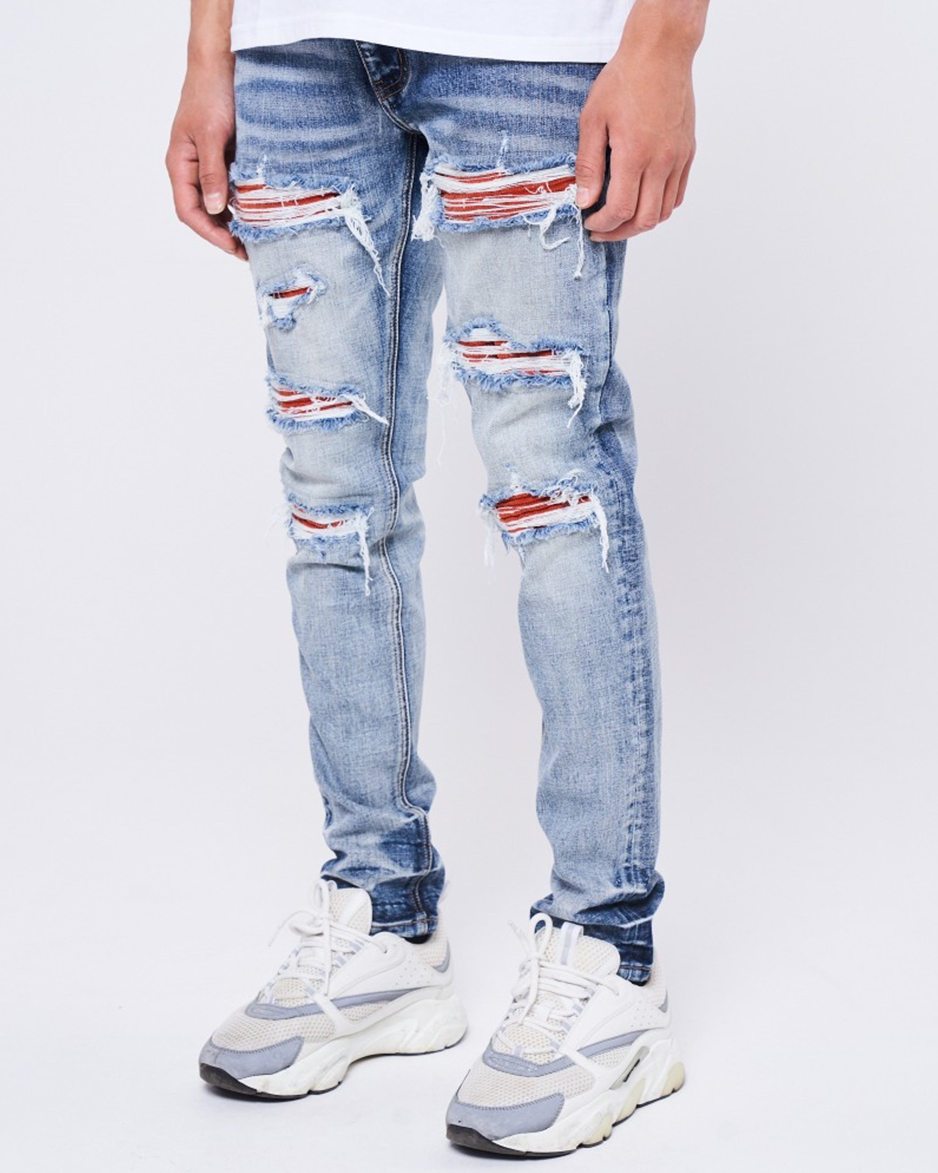 Sanko Slim Fit Ripped Distressed Spijkerbroek