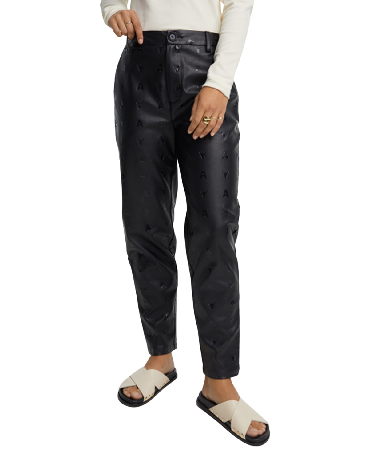 Logo Faux Leather Broek