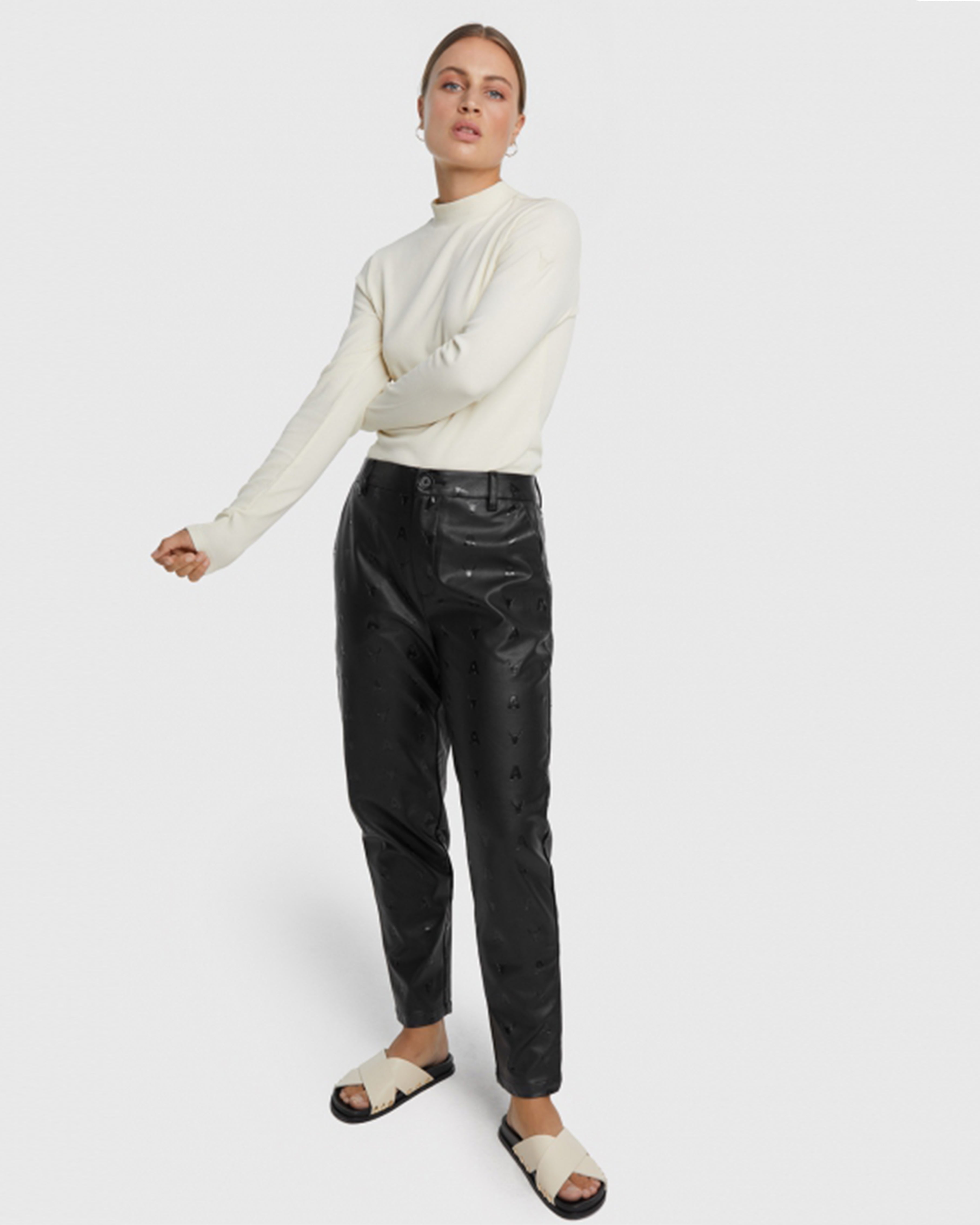 Logo Faux Leather Broek