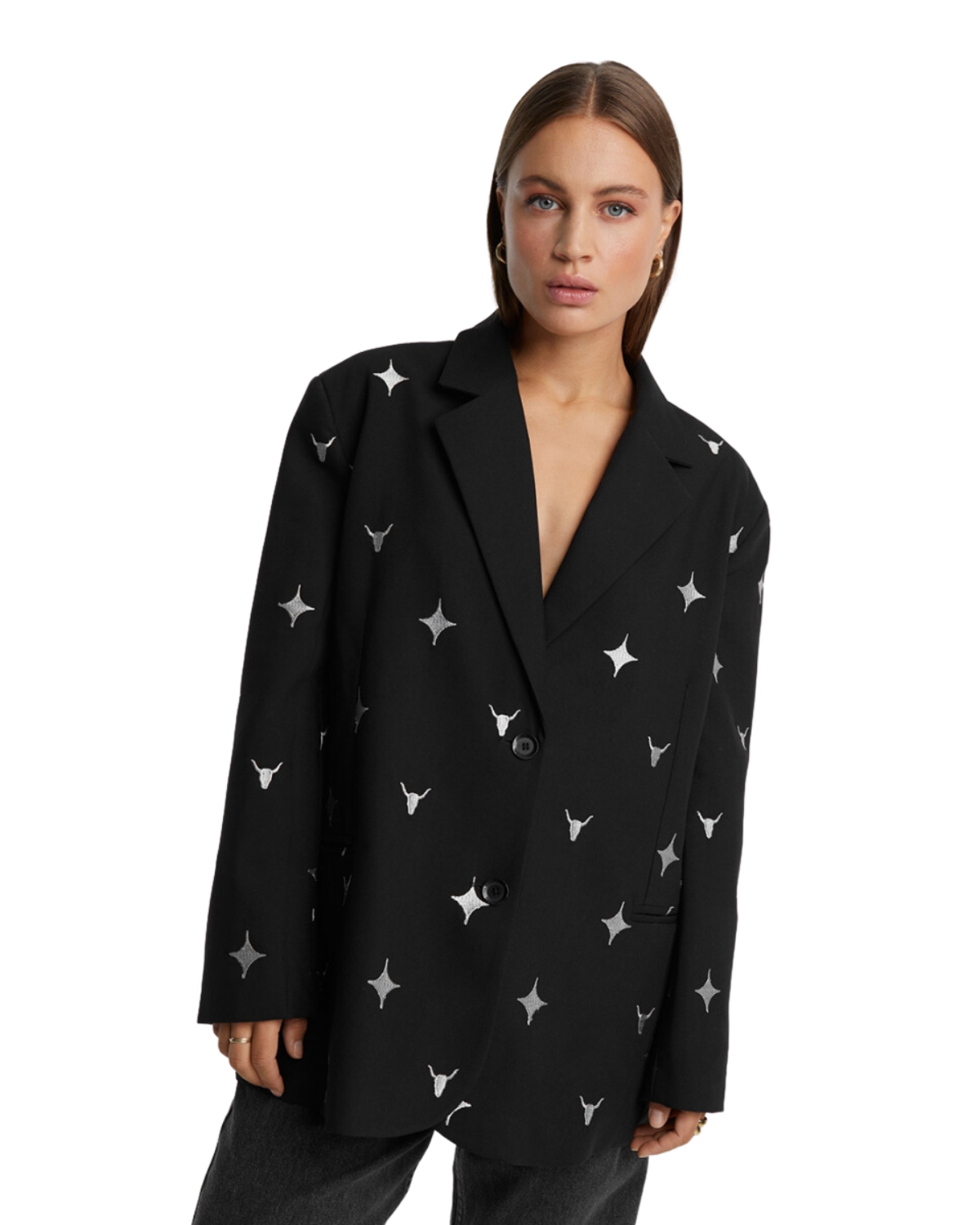 Embroidered Oversized Blazer