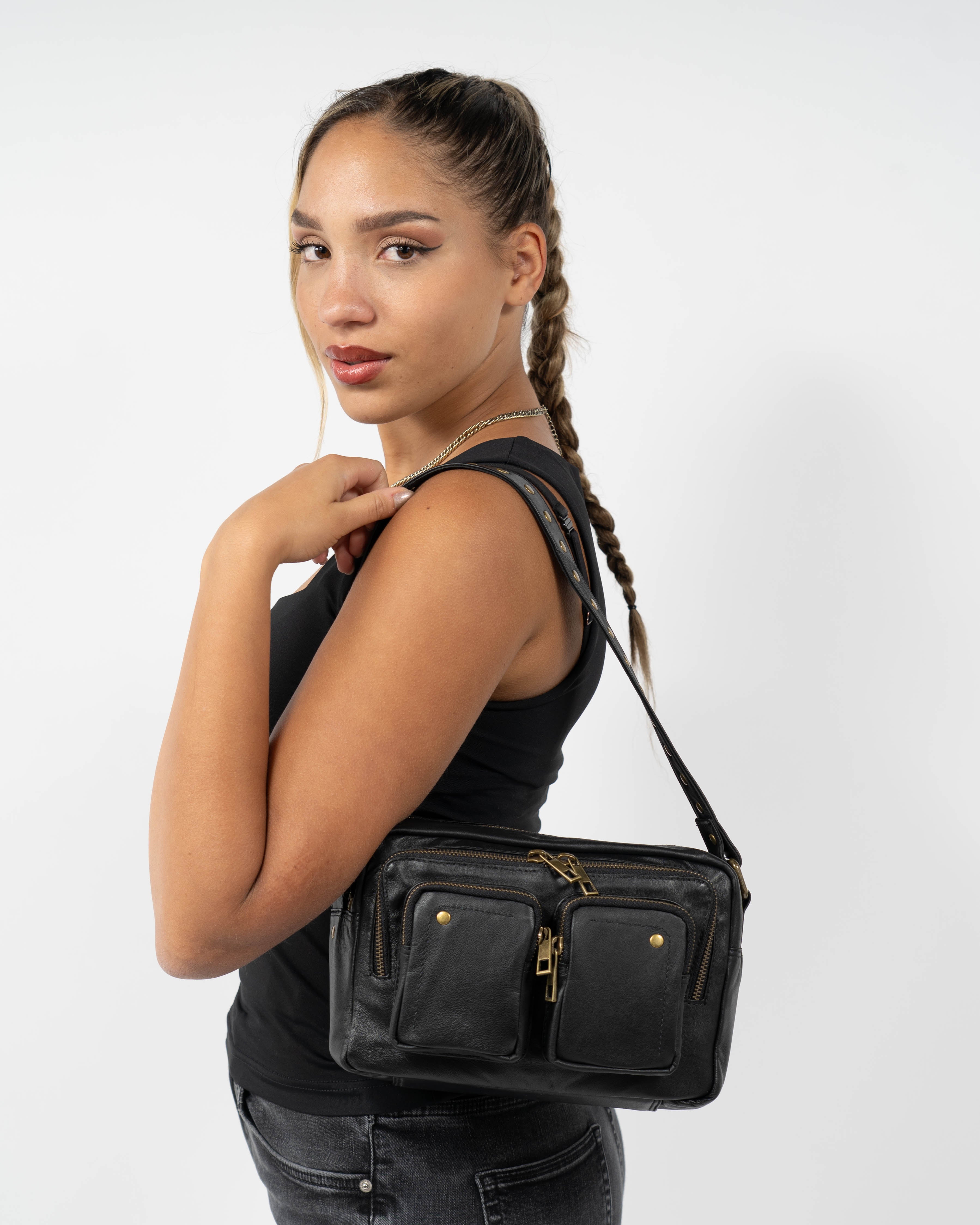 Ellie Sheep Black Met Goud Schoudertas