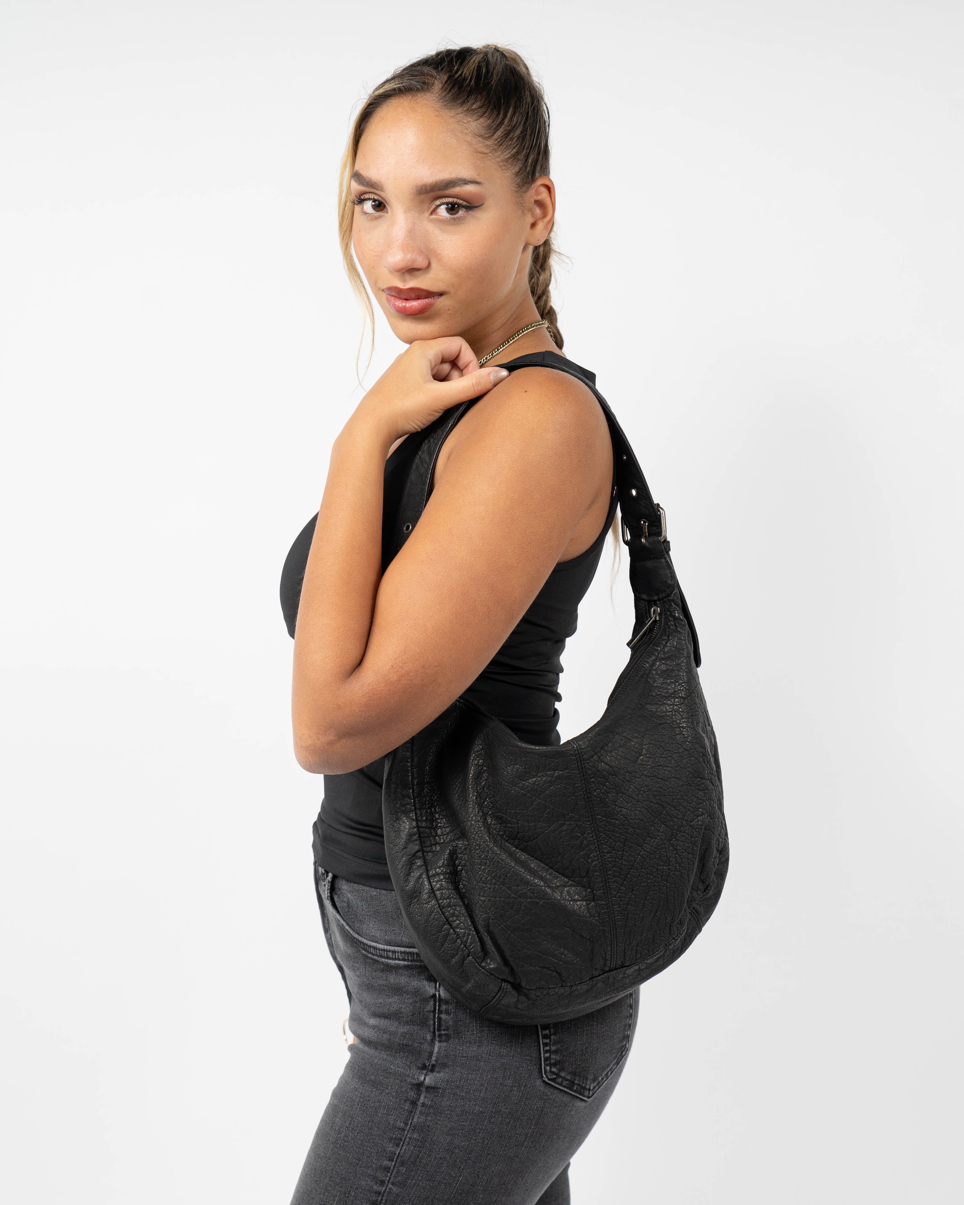 Small Stella Zipper Washed Schoudertas