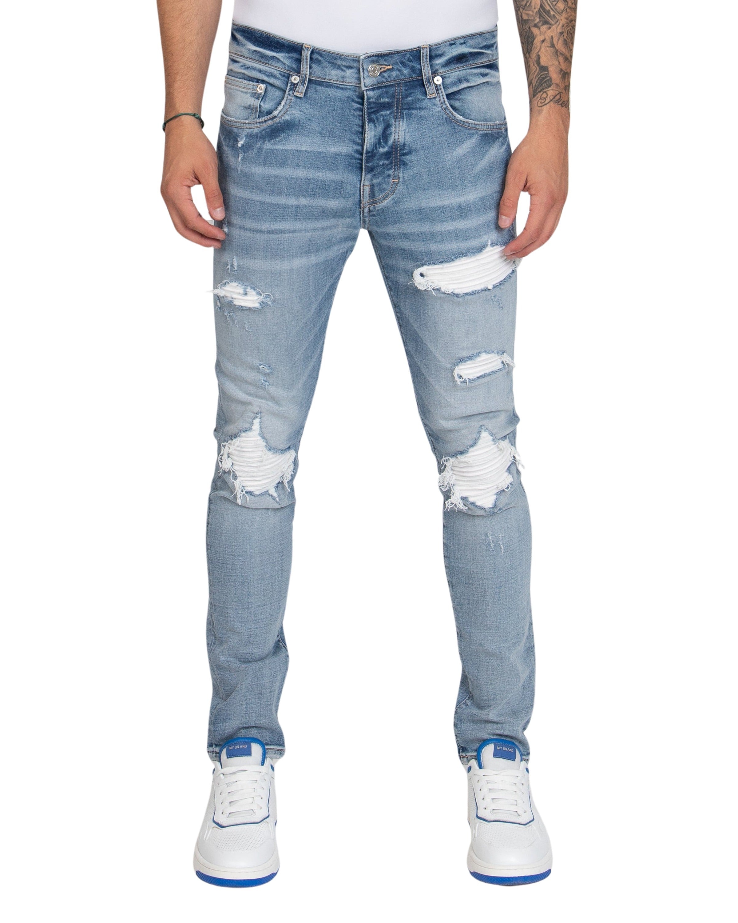 White Ripped Biker Jeans