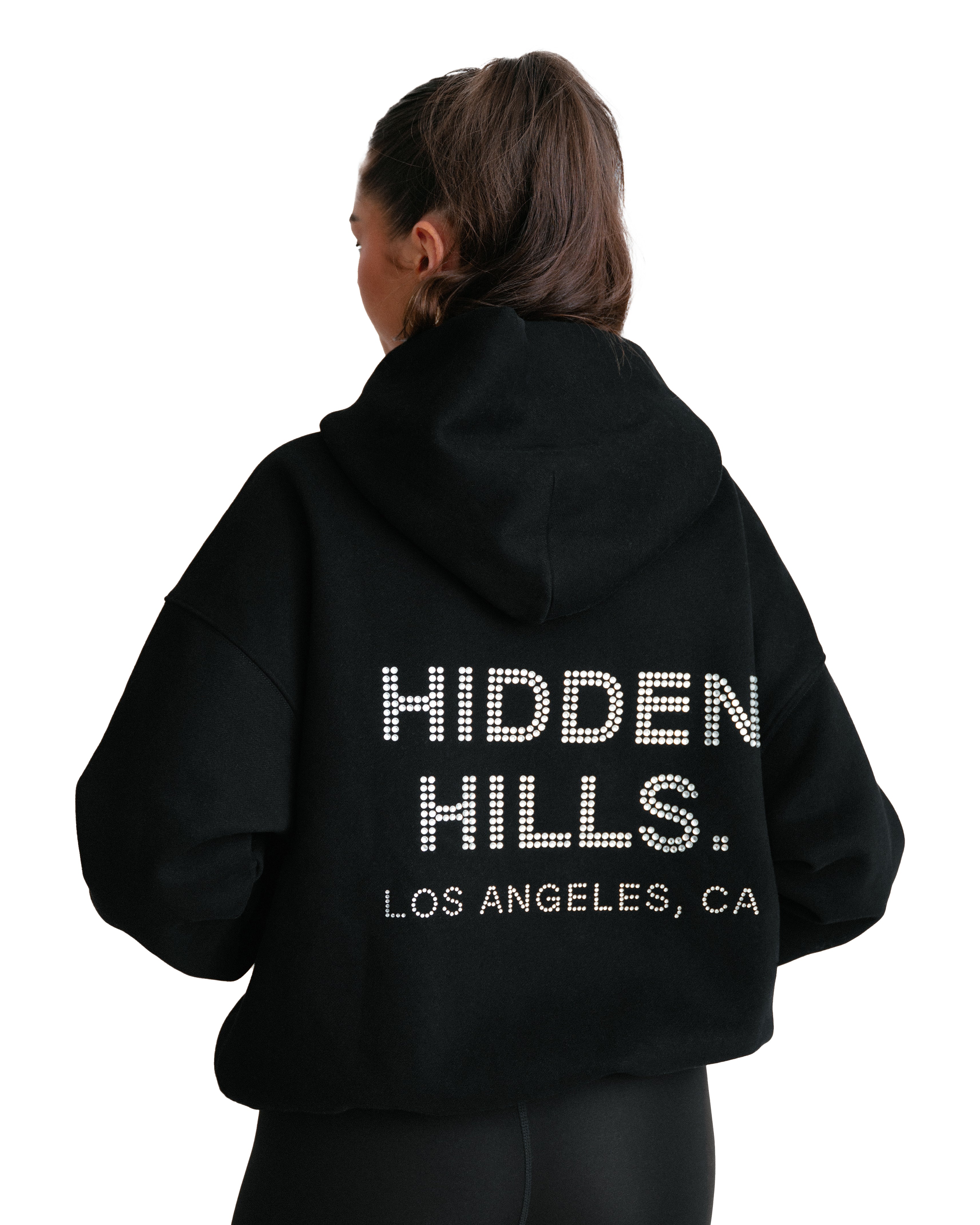 Oversized Rhinestone Hoodie Black