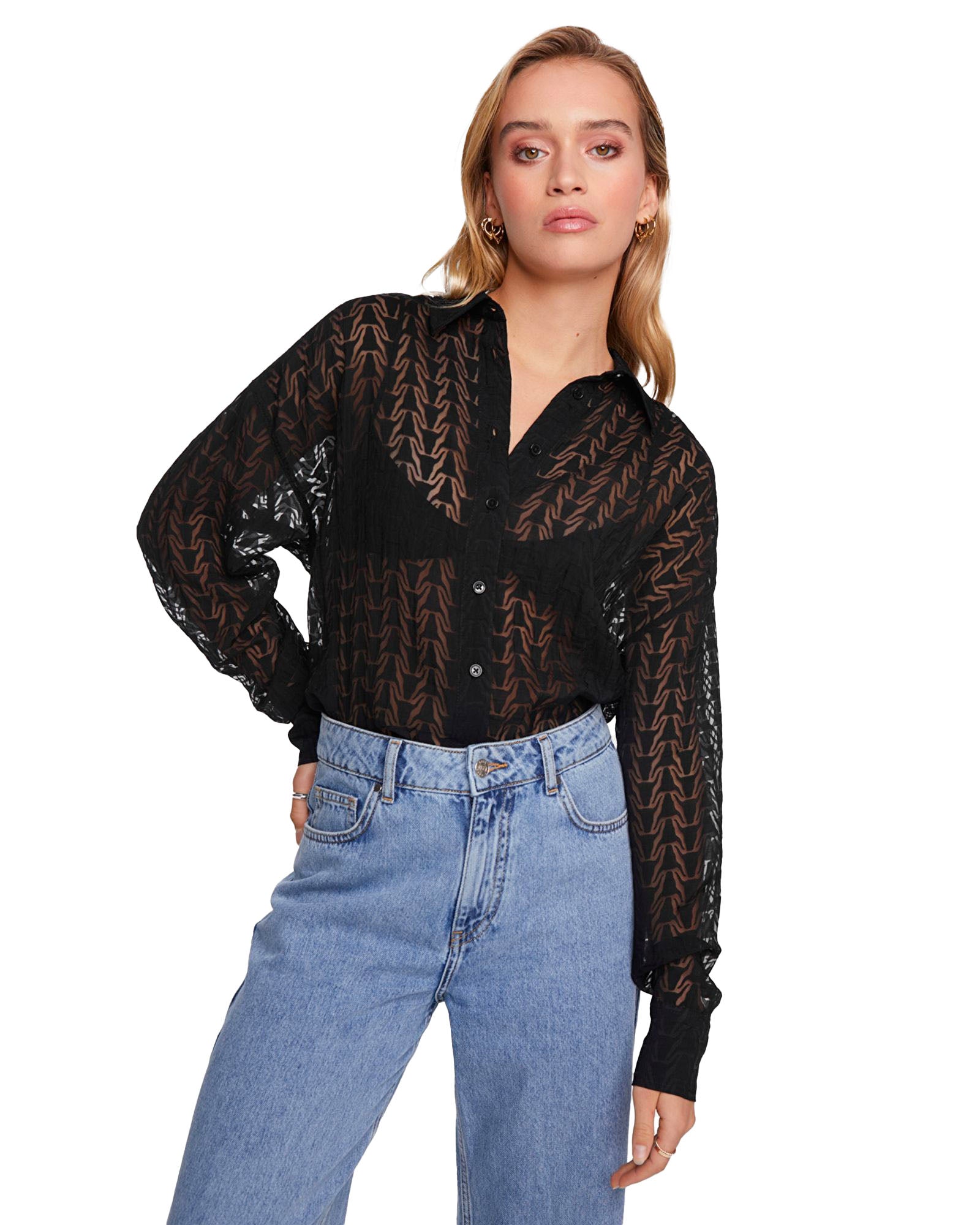 Woven bull burn out blouse