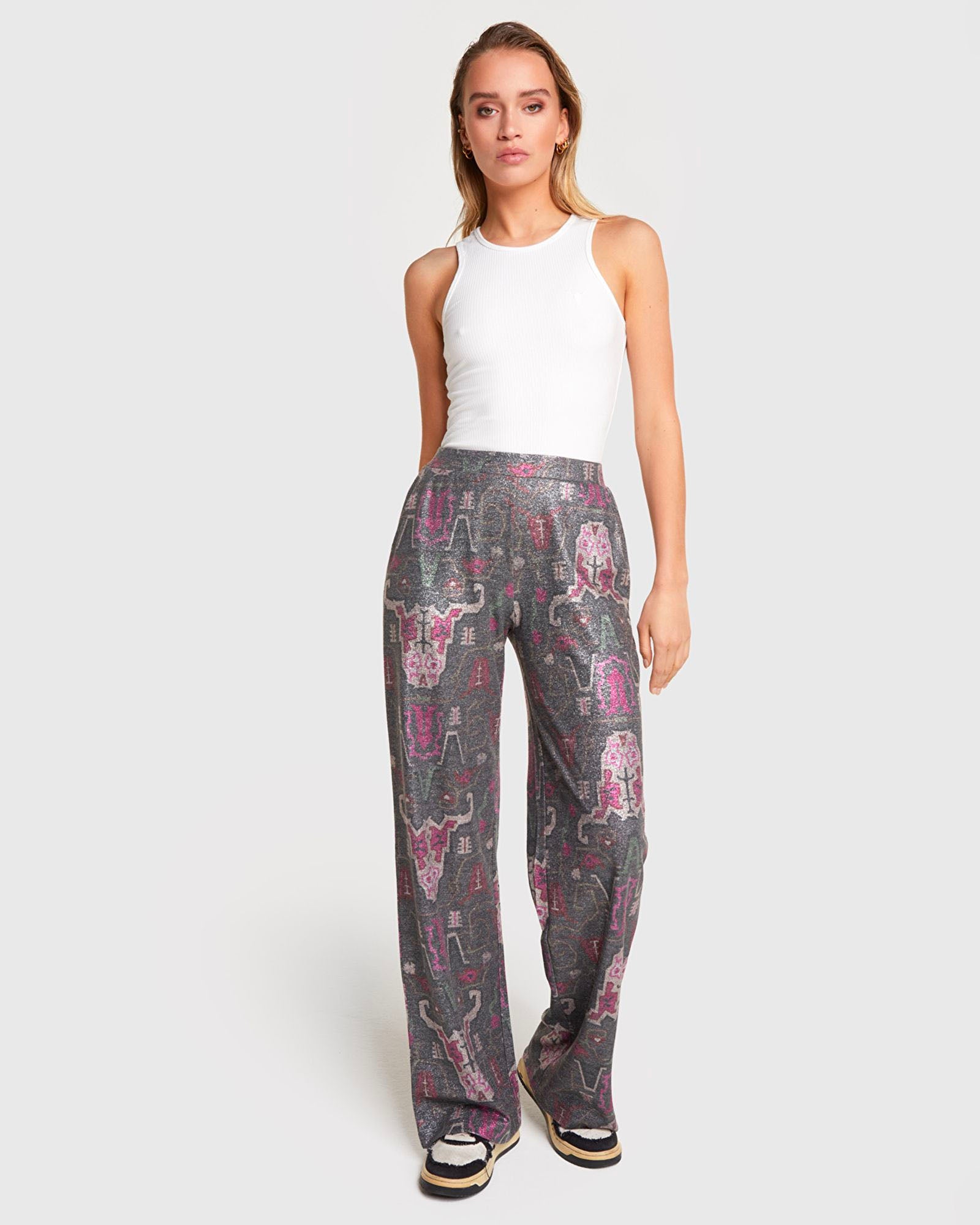 Ladies knitted ethnic lurex pants