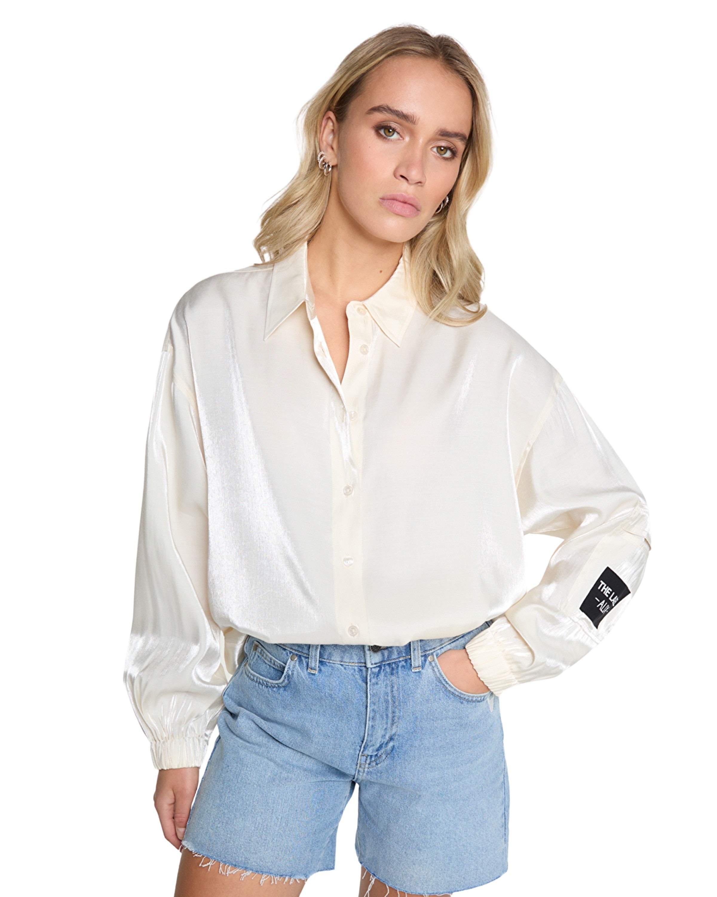 Woven Shiny Satin Blouse