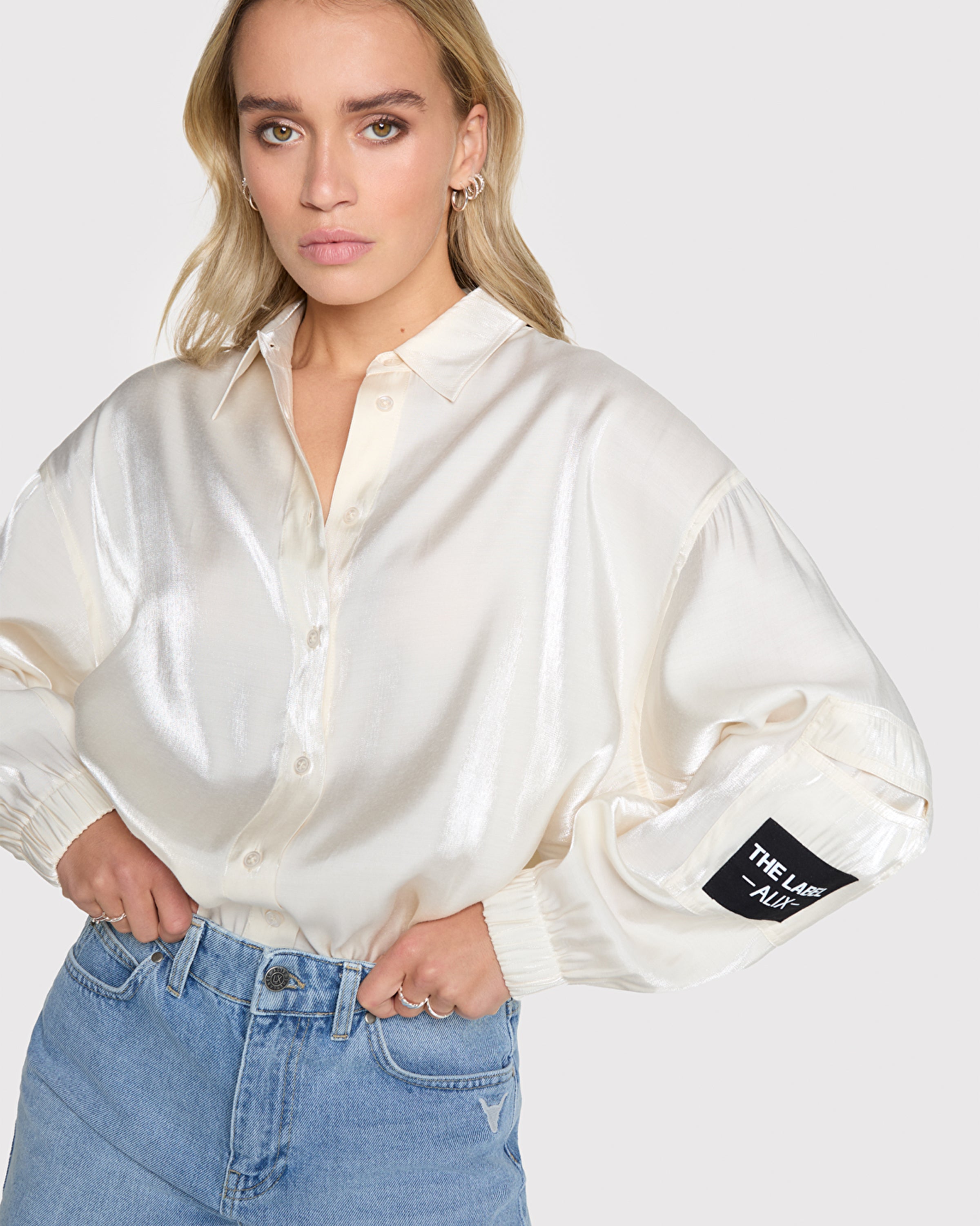 Woven Shiny Satin Blouse