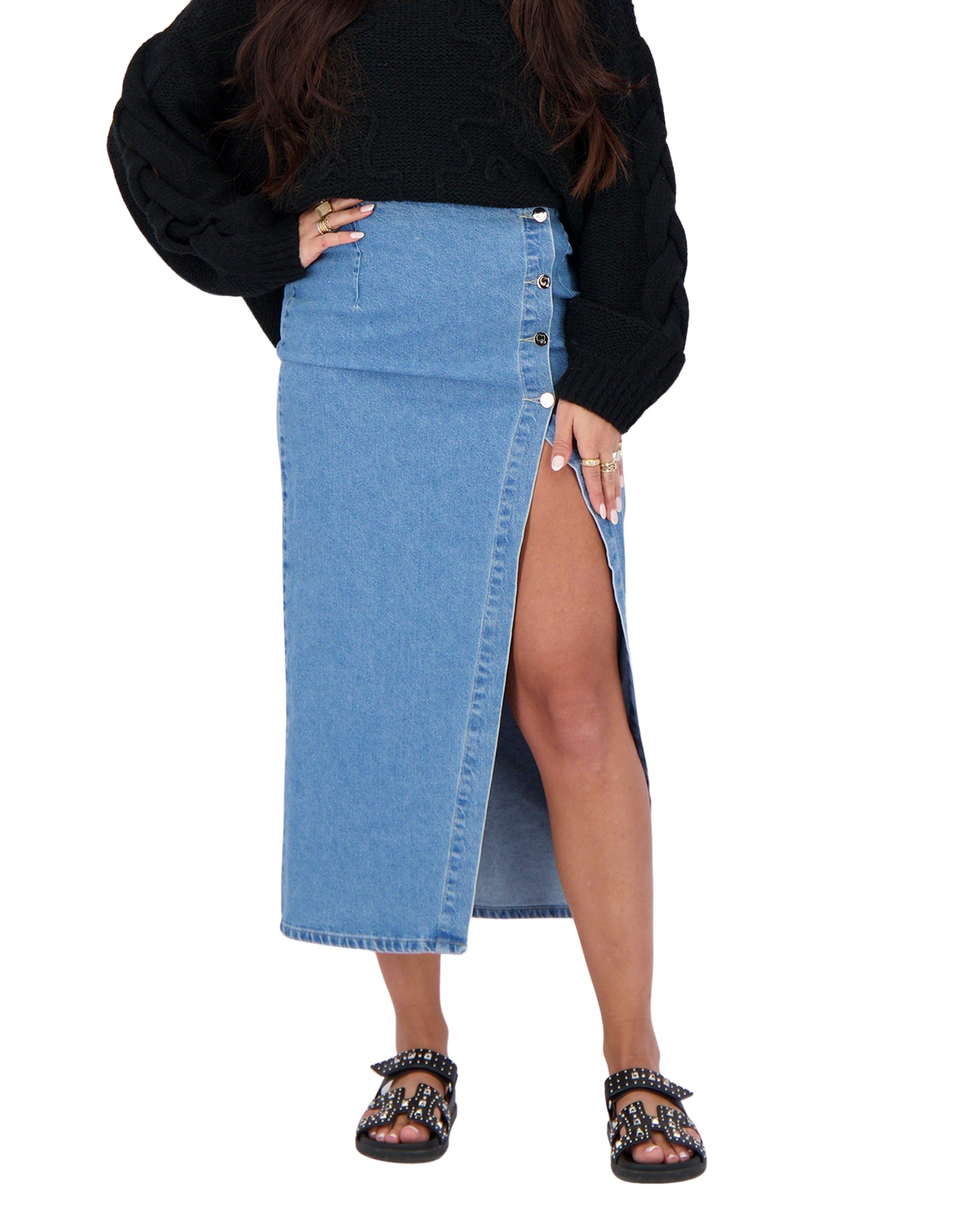 Denim Long Pencil Rok