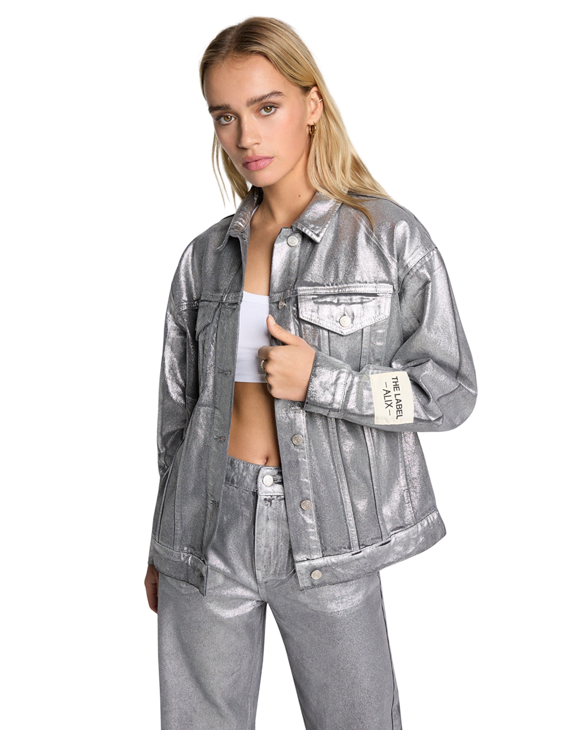 Woven Silver Denim Jas