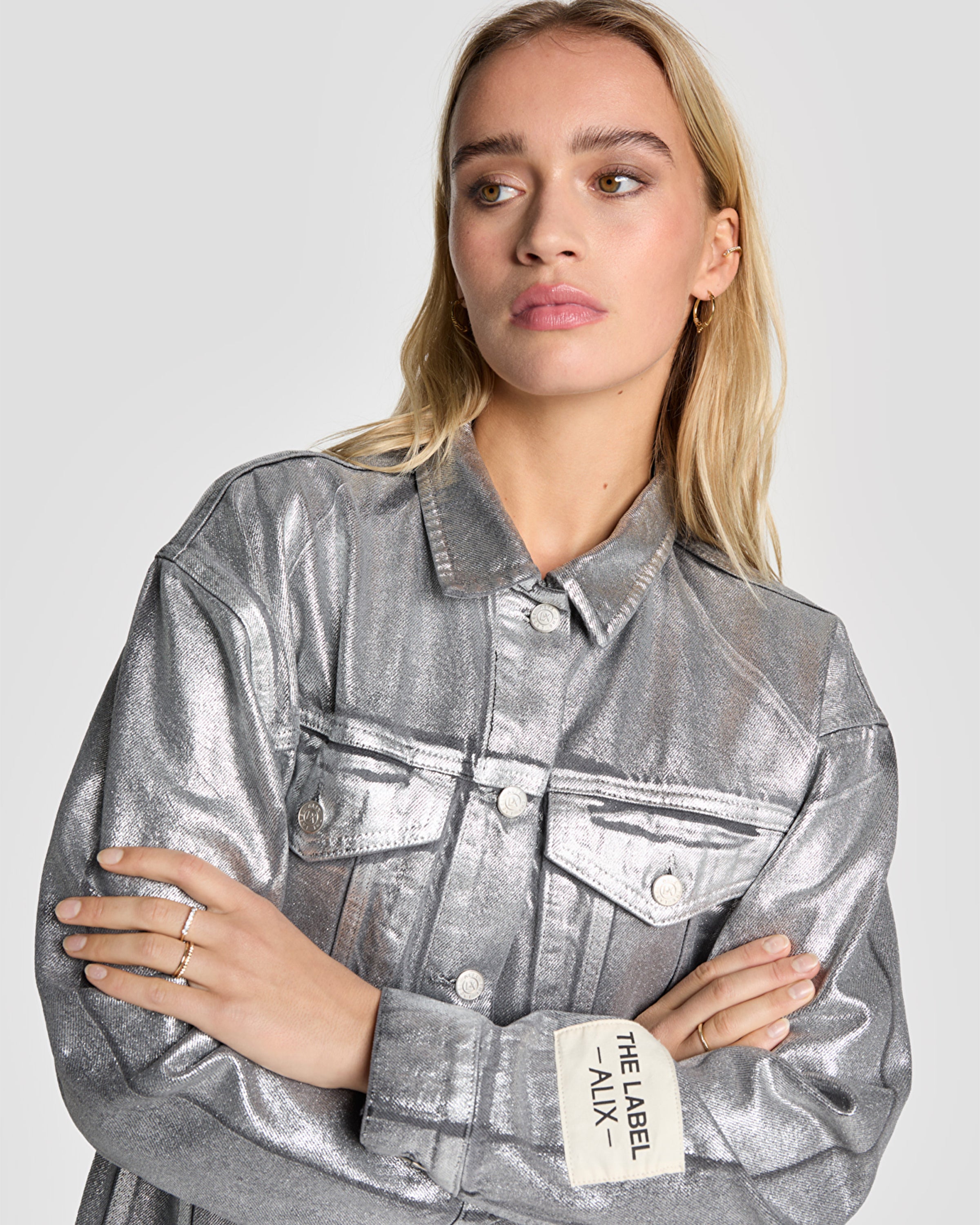 Woven Silver Denim Jas