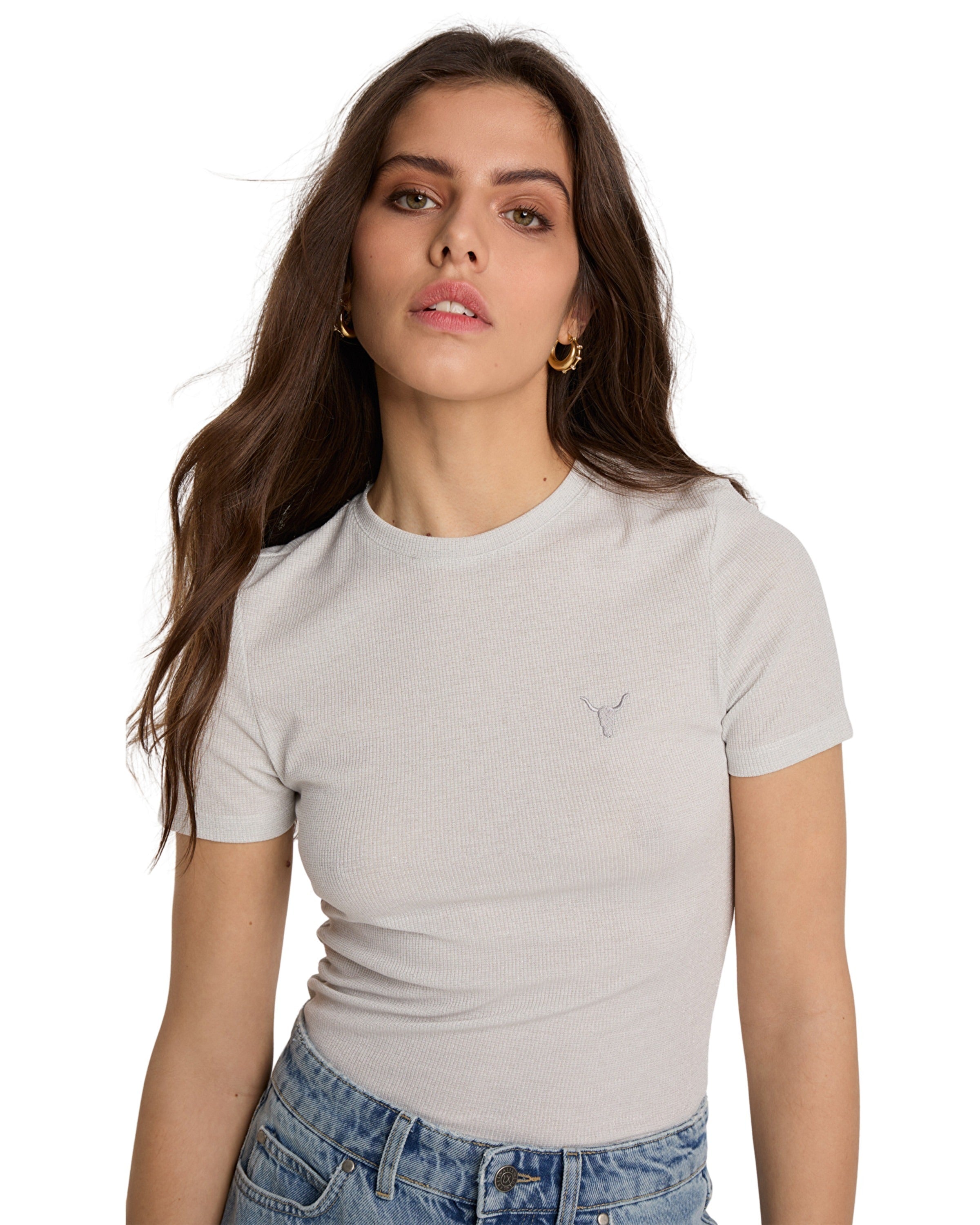 Knitted Lurex Rib T-Shirt