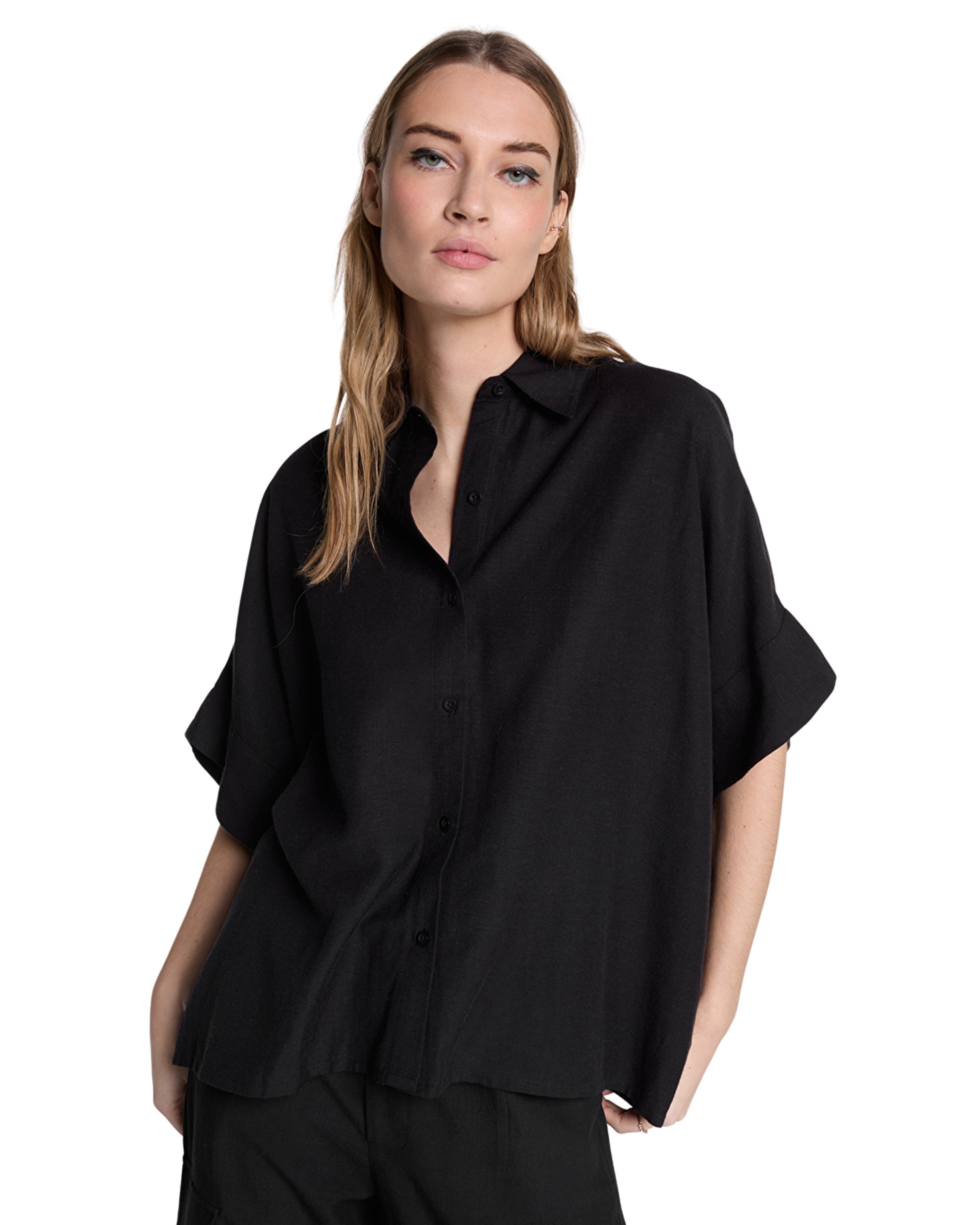 Woven Linen Oversized Blouse