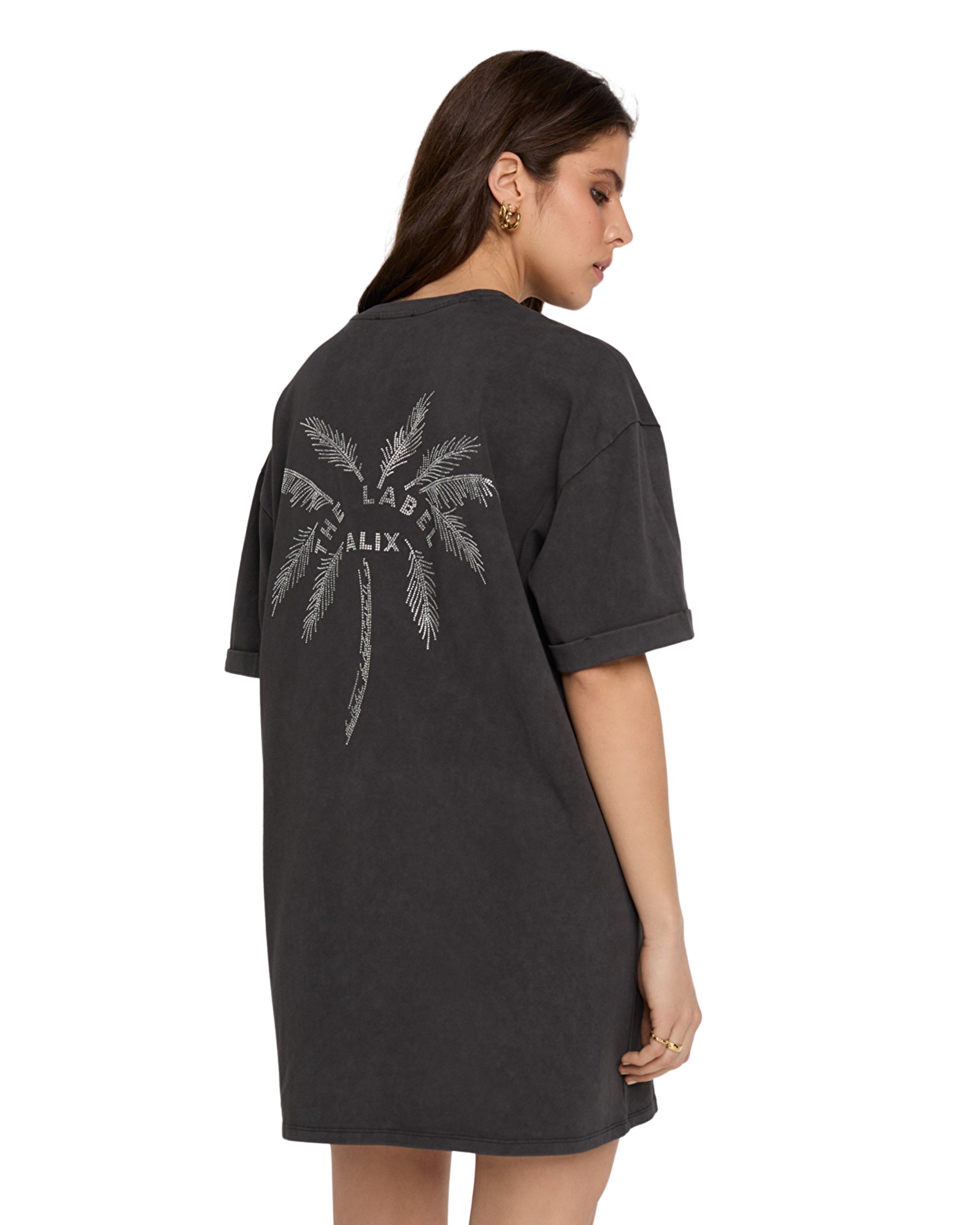 Ladies Knitted Strass Artwork T-shirt Dress