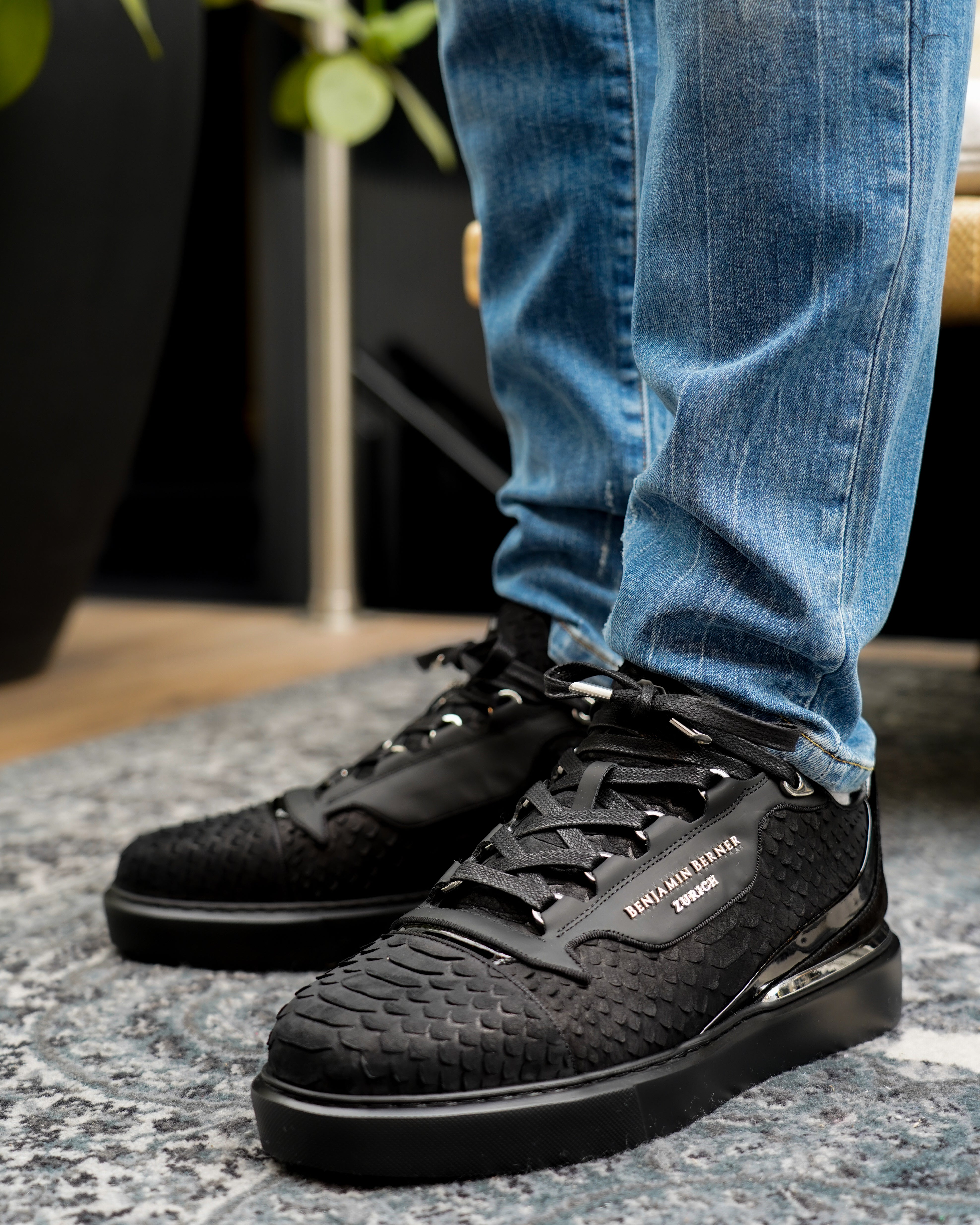 Raphael Low Top Python Cut-Matt Nappa Sneaker