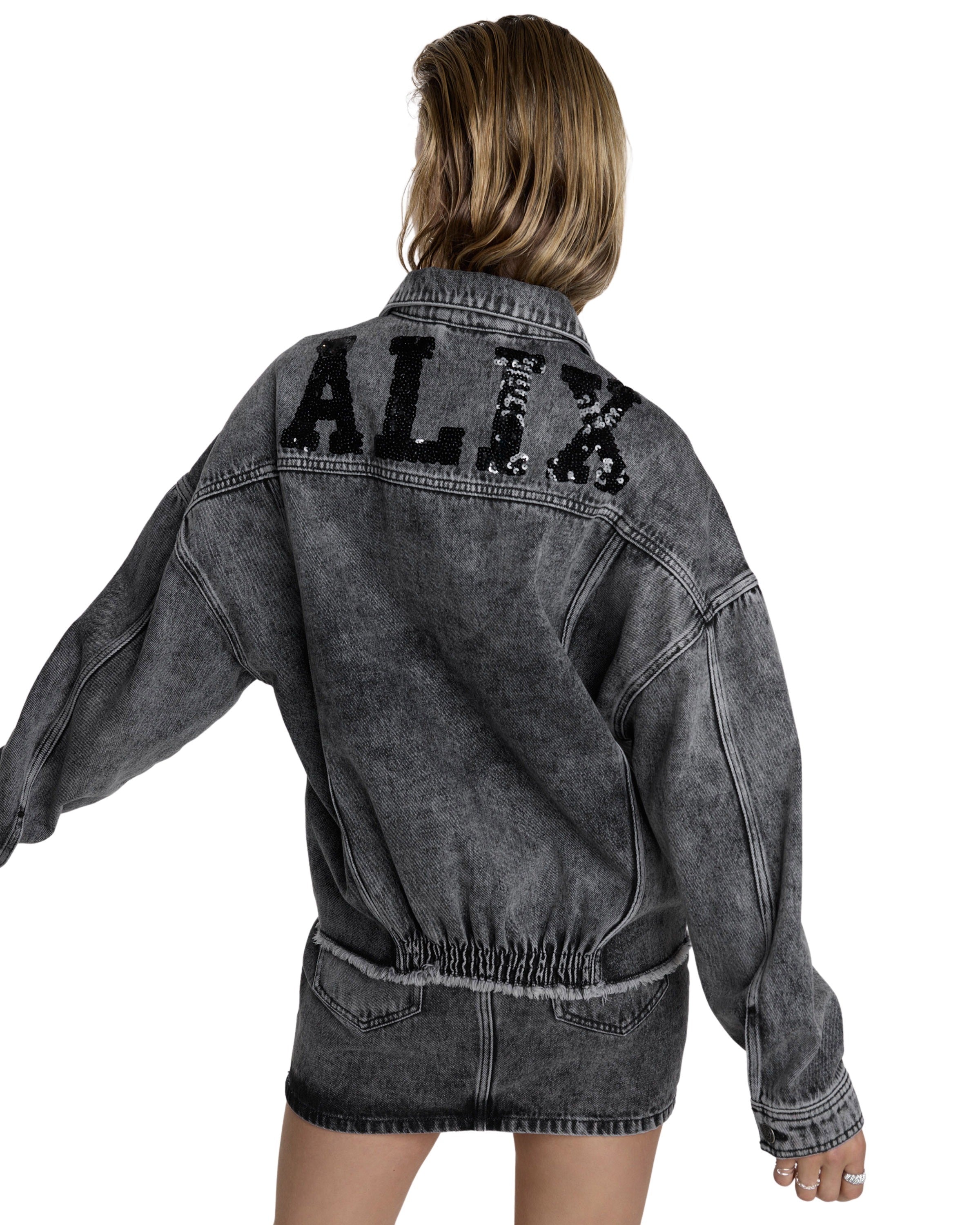 Ladies Woven Sequin Denim Jacket