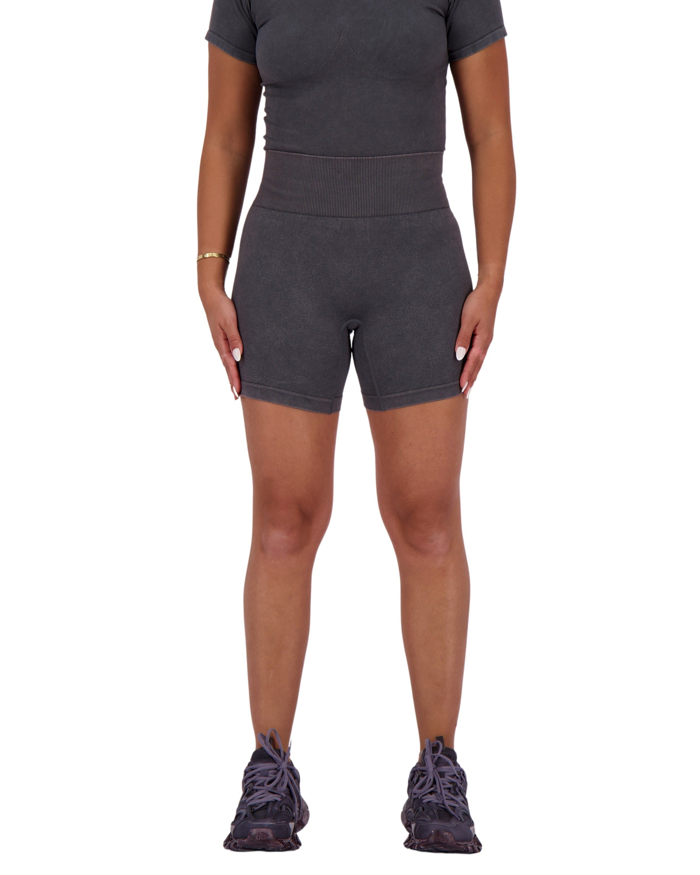 Biker Short Acid Wash Grey