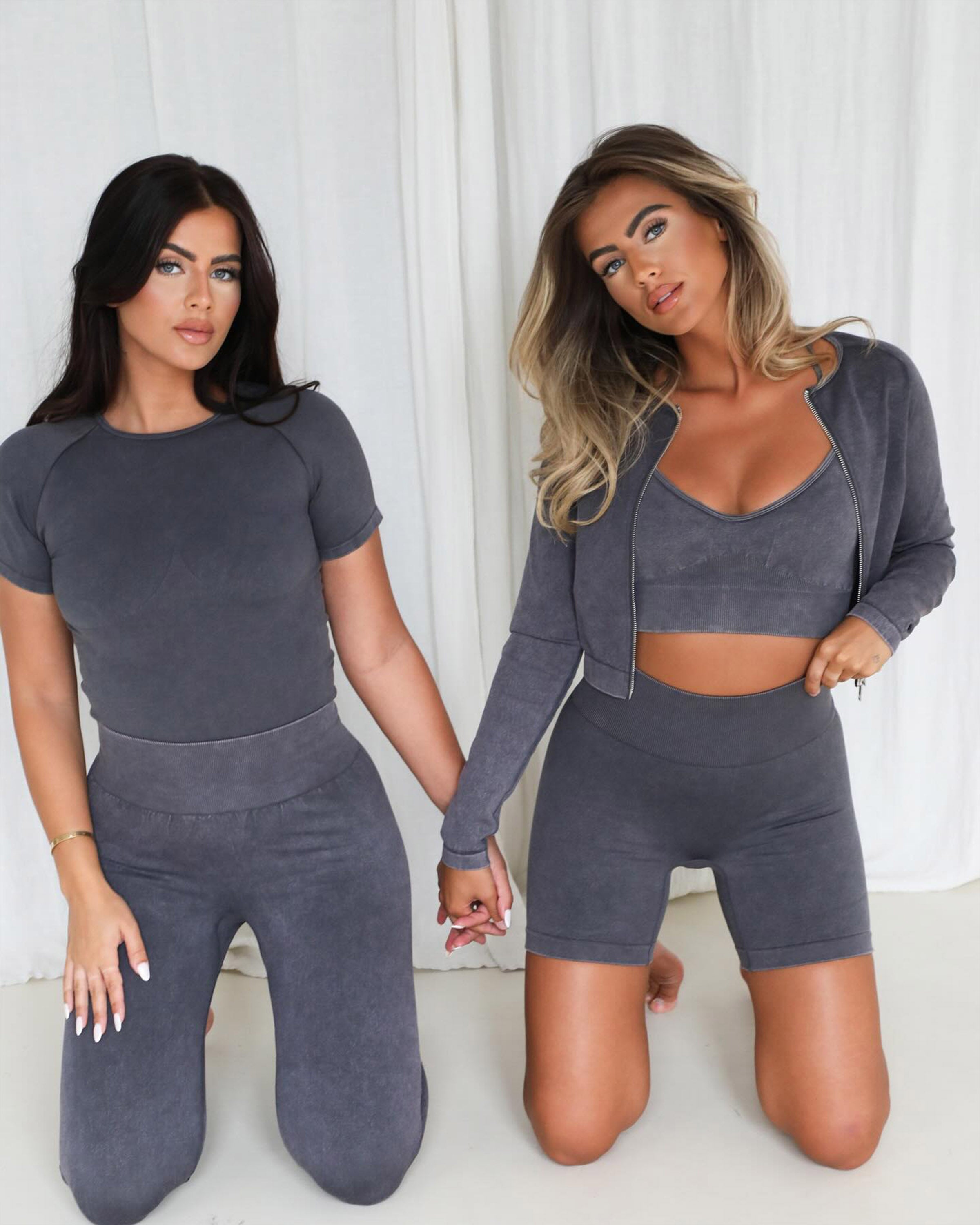 Biker Short Acid Wash Grey