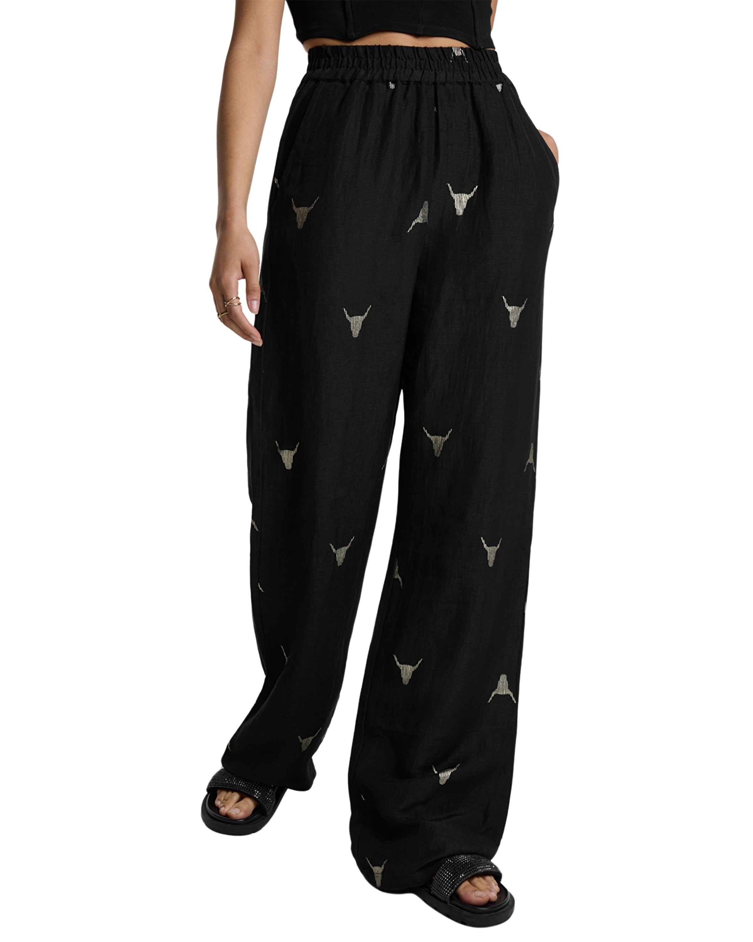 Ladies Woven Golden Bull Pants