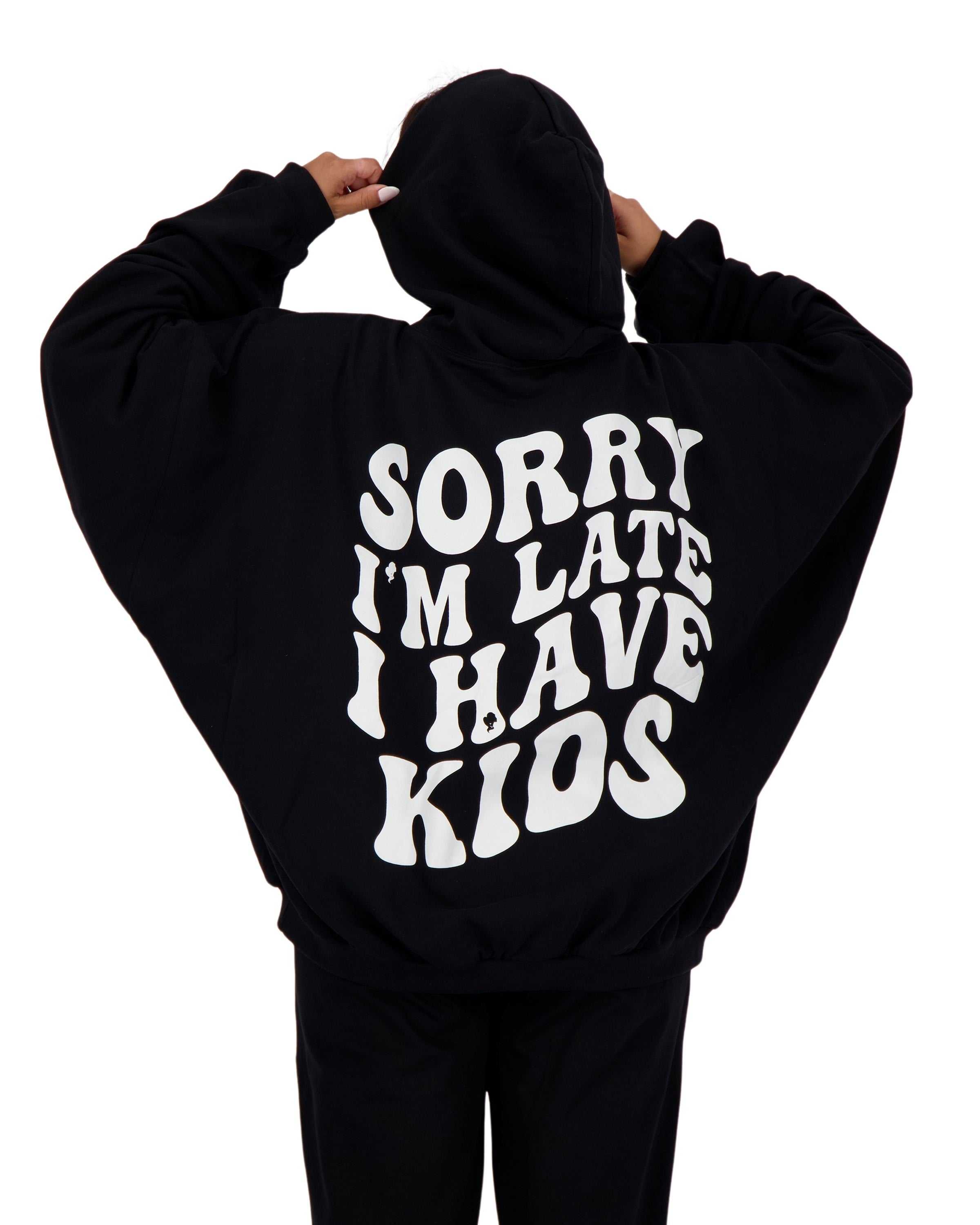 Hoodie I'm Late Kids Black