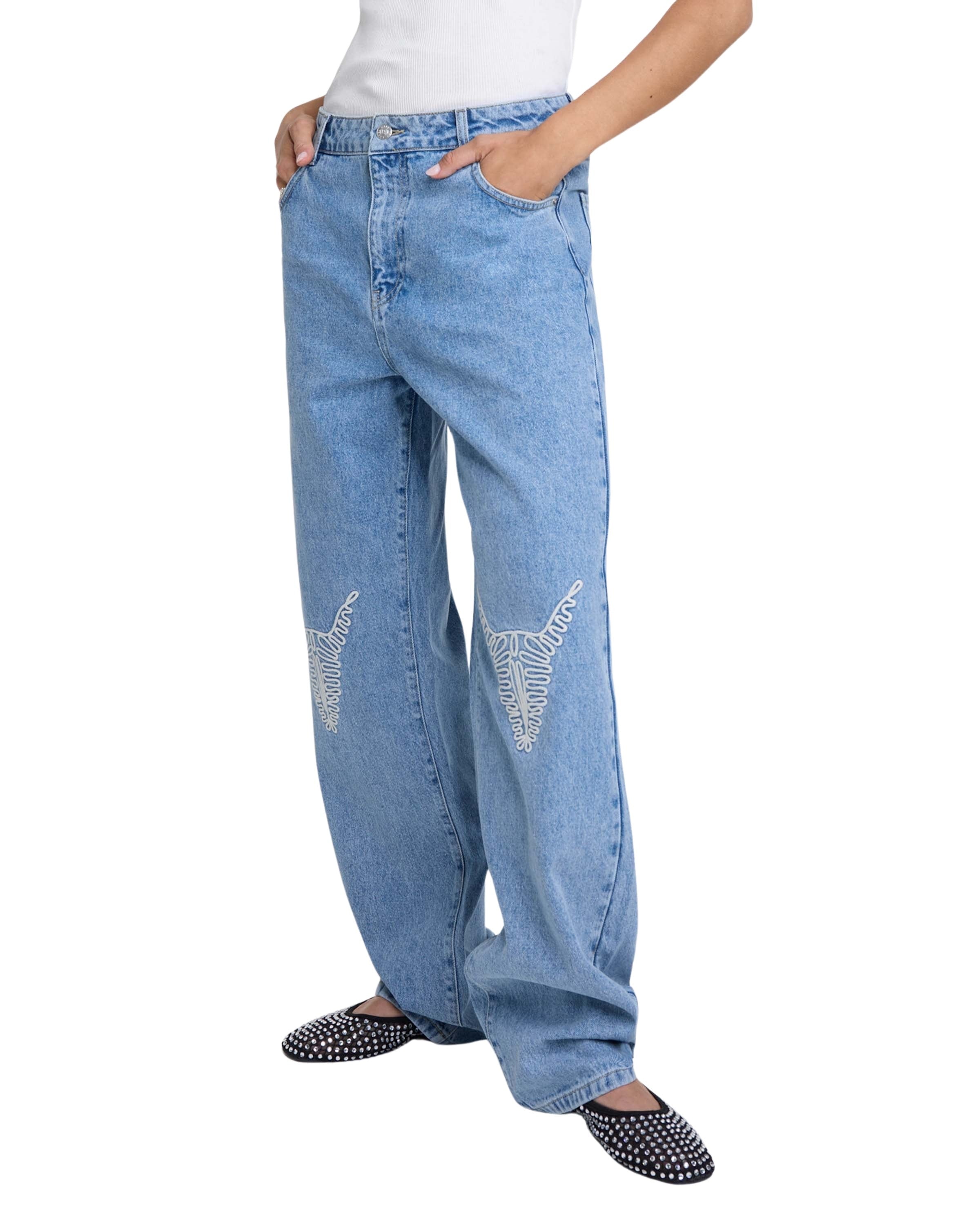 Woven Denim Bull Pants