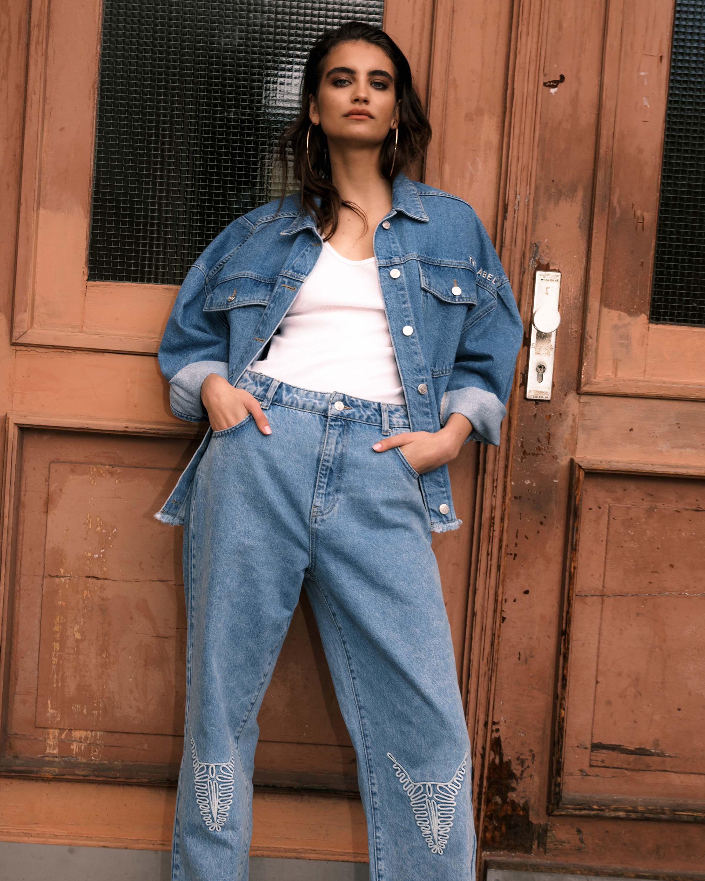 Woven Denim Bull Pants