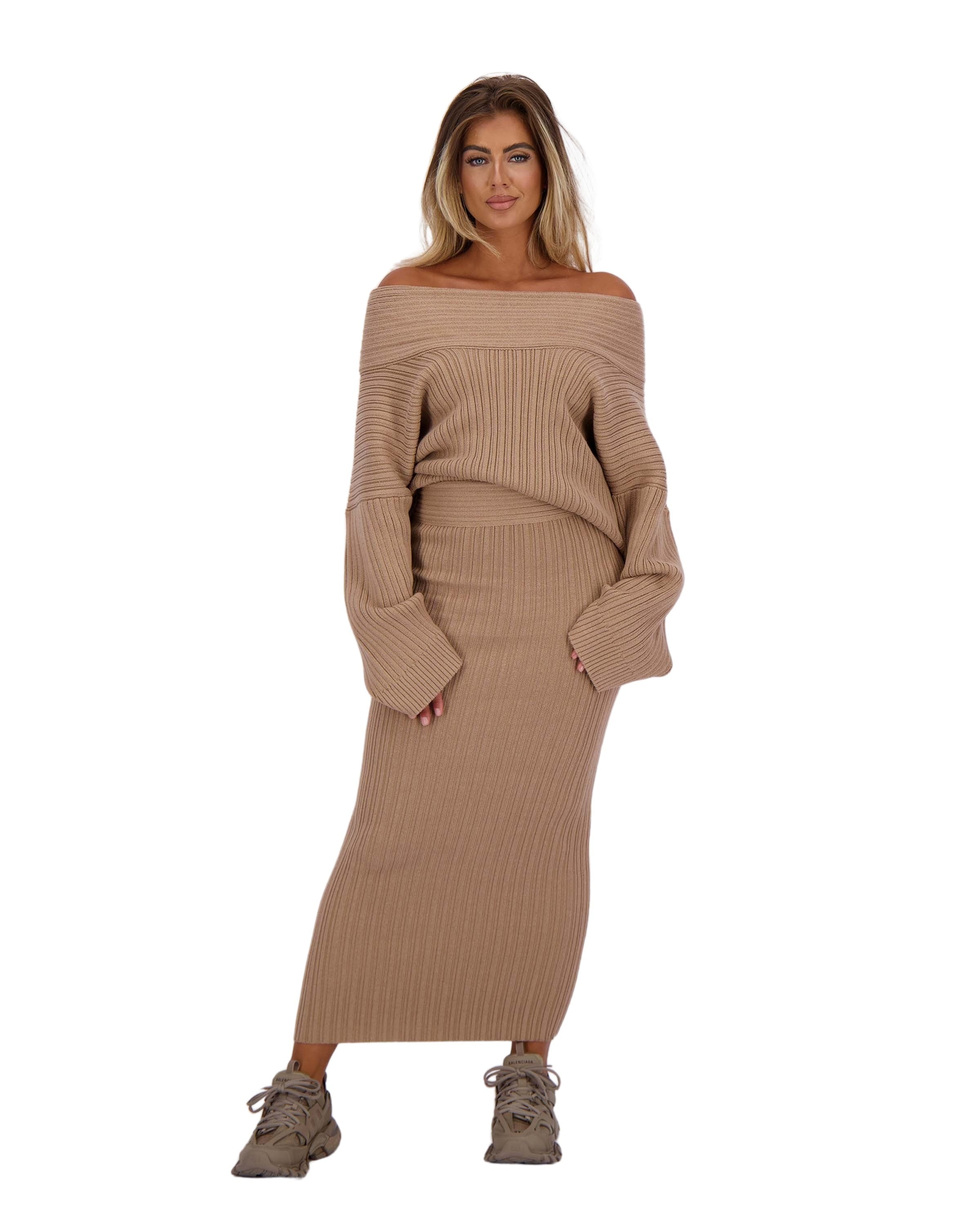 Kourtney Knit Long Skirt Creme