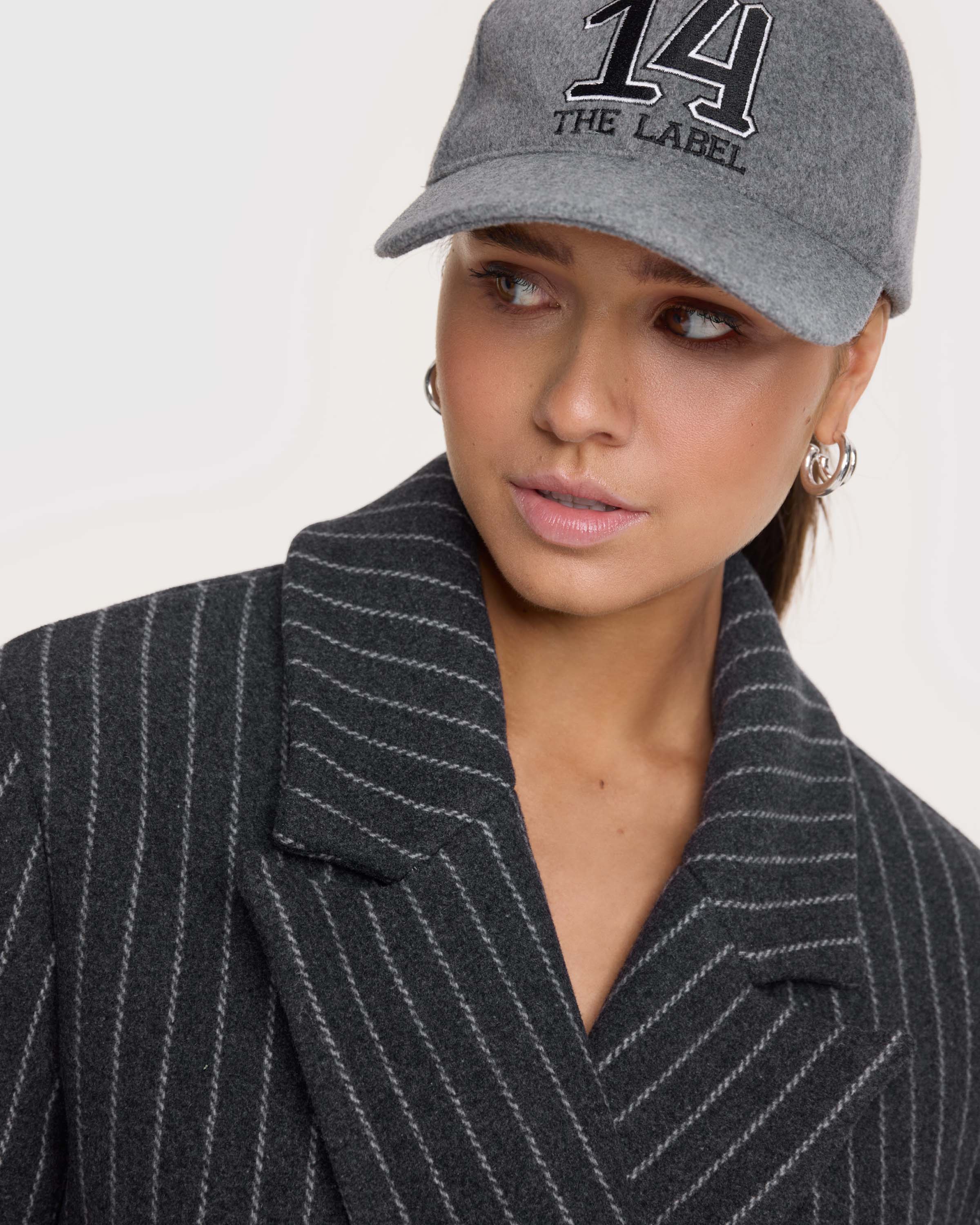 Woven Pinstripe Cropped Coat