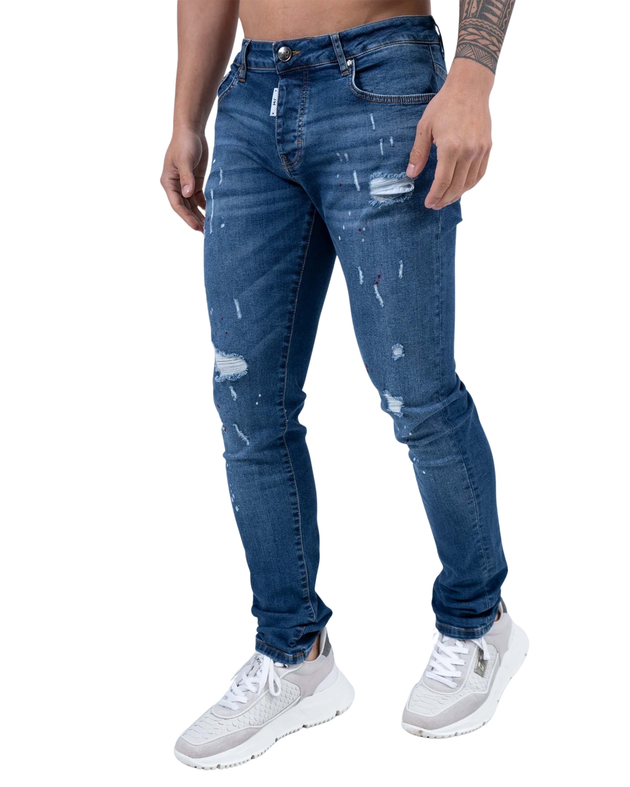 Slim-Fit Denim Jeans Paint