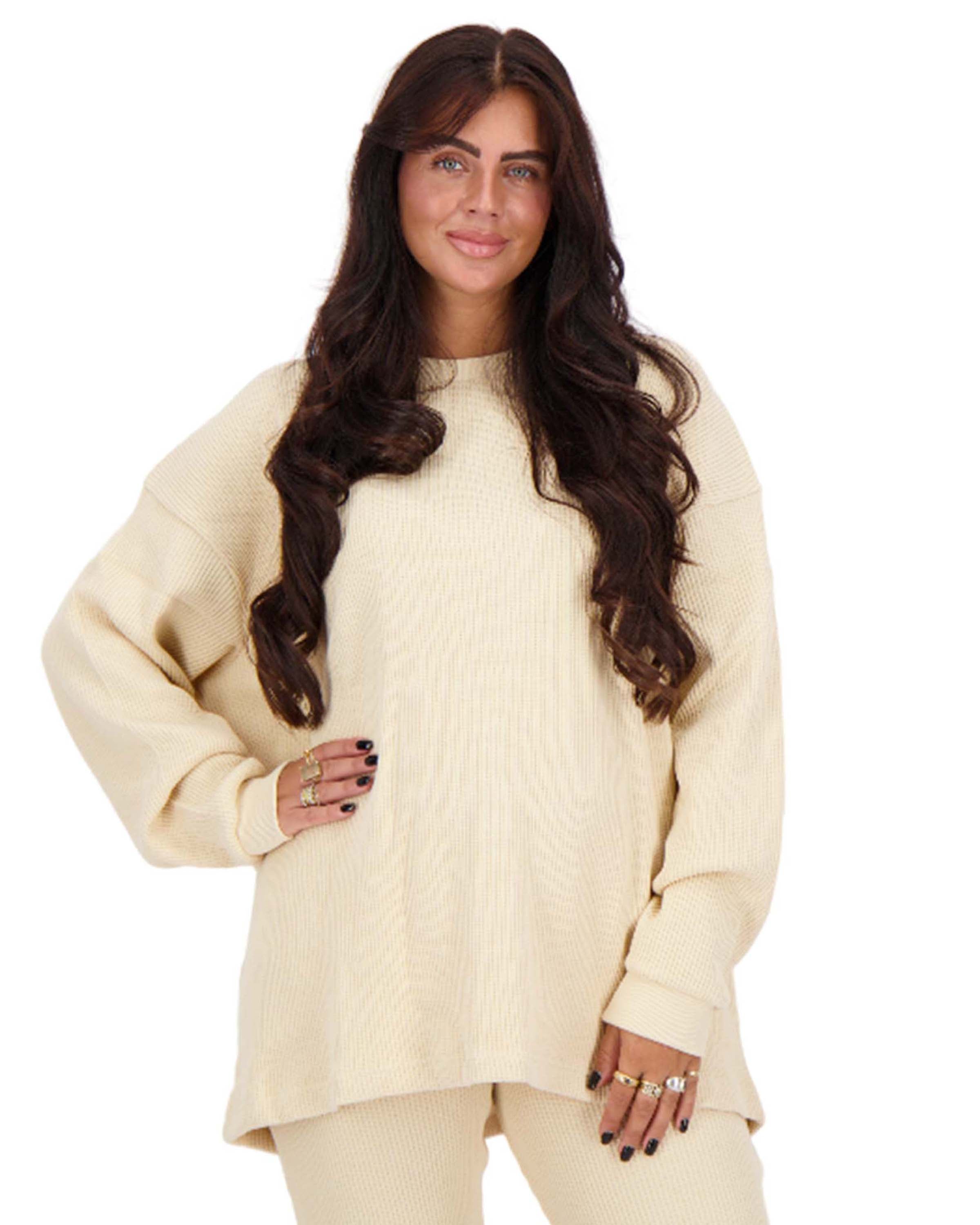 Sweatshirt Waffle Paisley Creme