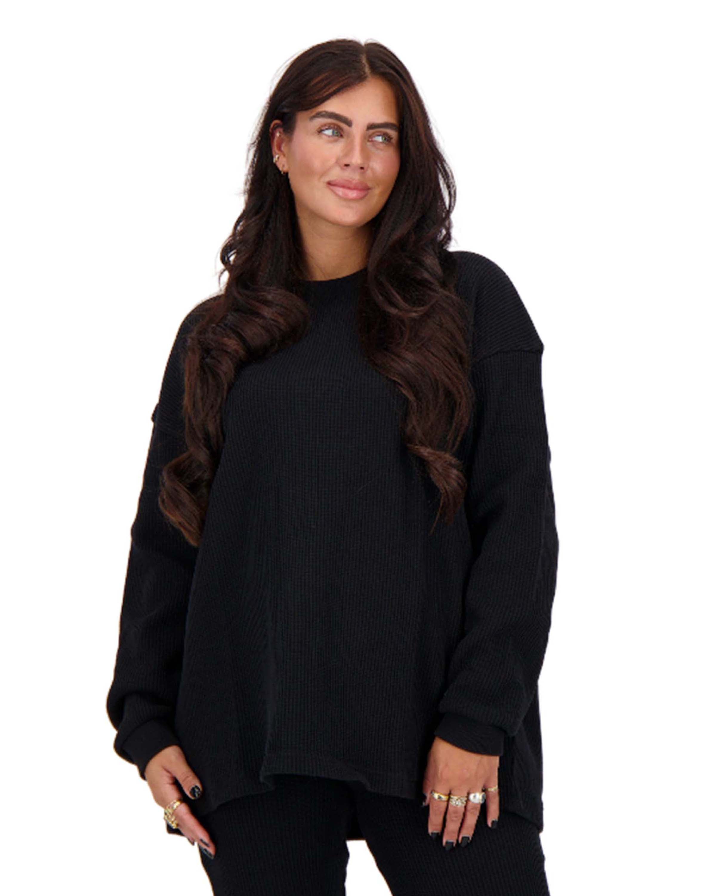 Sweatshirt Waffle Paisley Black