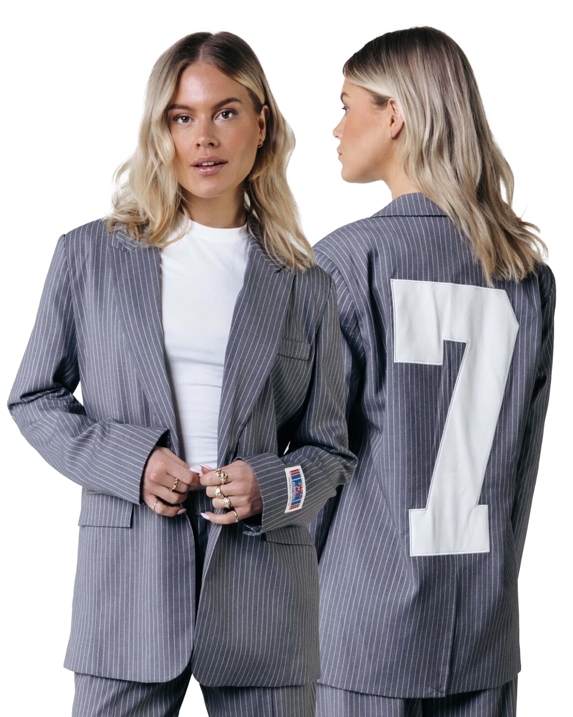 Jesra Stripe No 7 Single Breasted Boyfriend Blazer